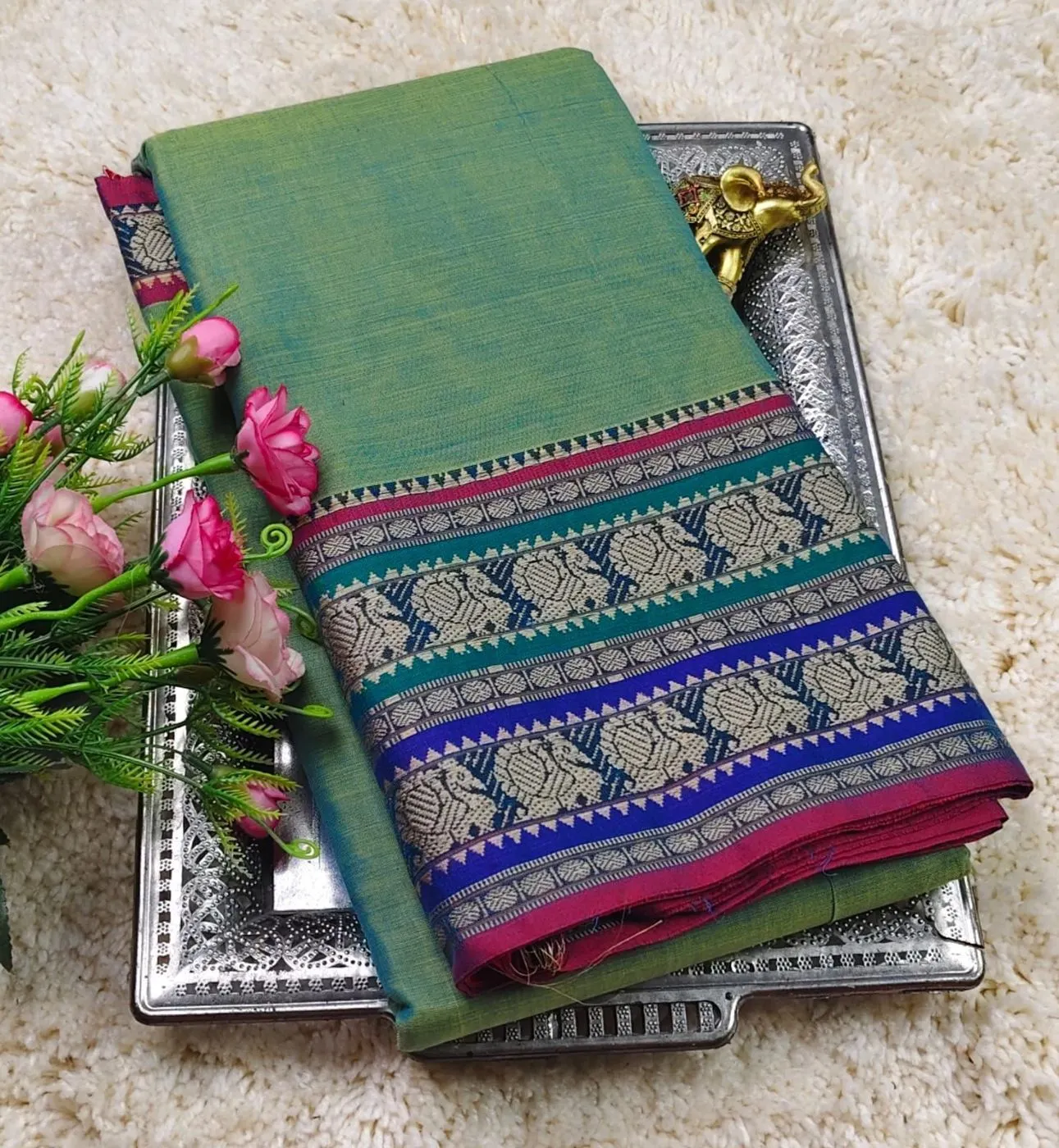 NARAYANPET Small border Sarees Wirthblouse 17