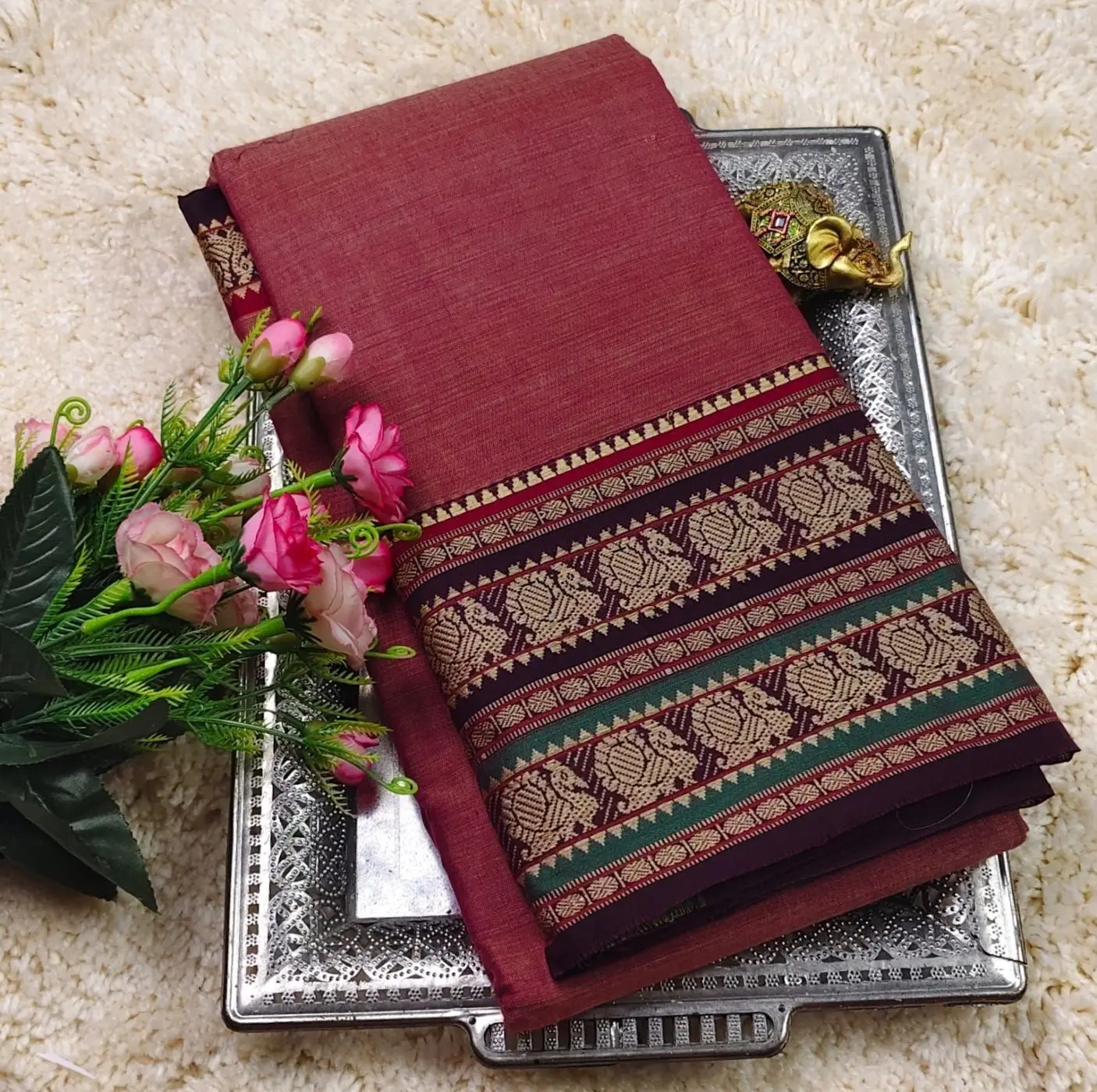 NARAYANPET Small border Sarees Wirthblouse 18