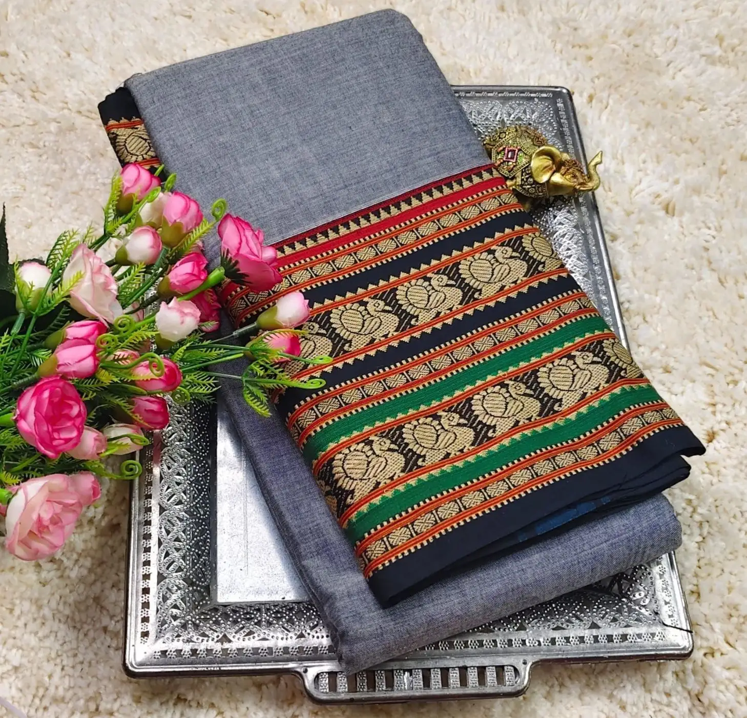 NARAYANPET Small border Sarees Wirthblouse 19