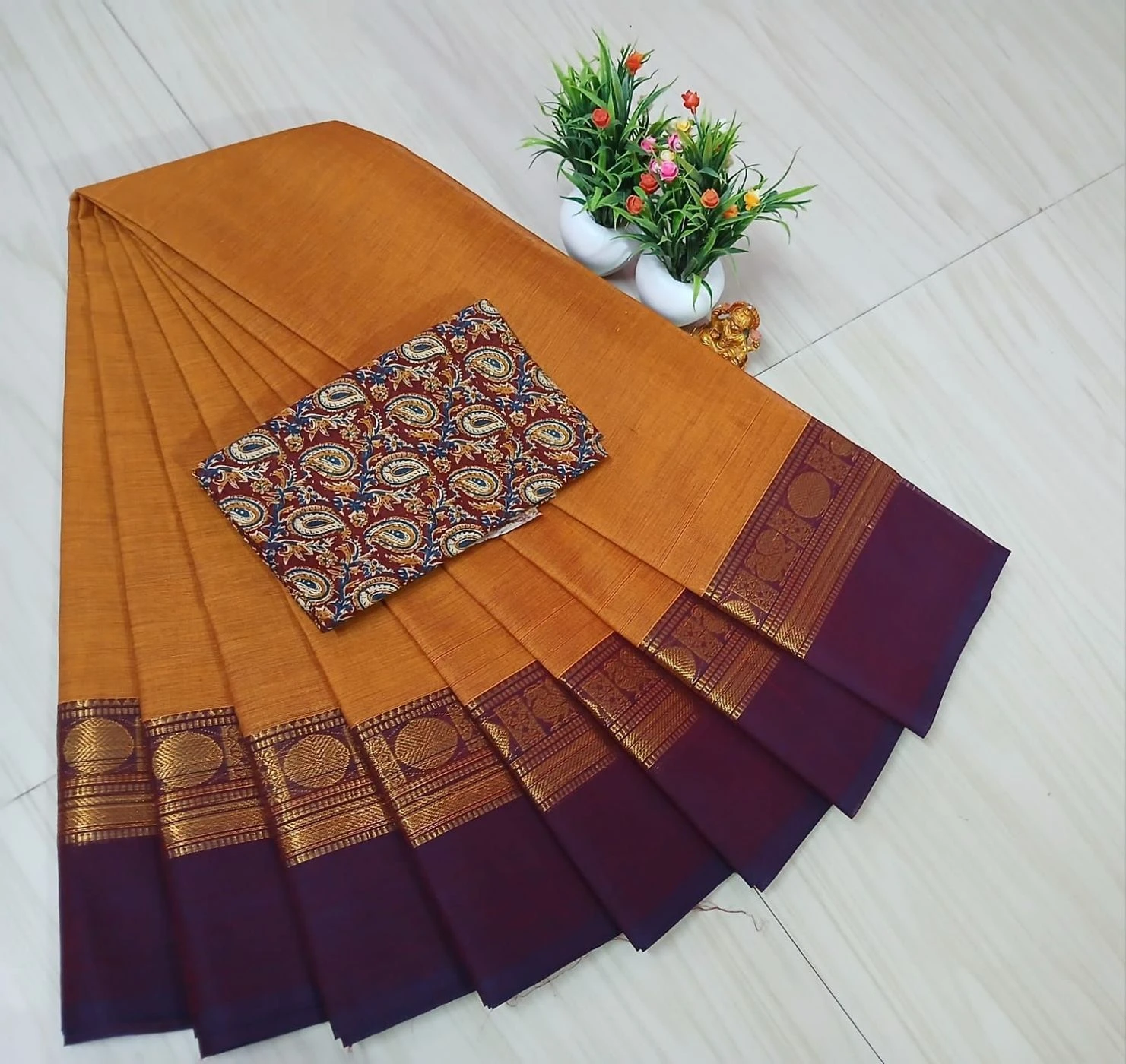 Chettinad Fancy Cotton Plain Sarees 10