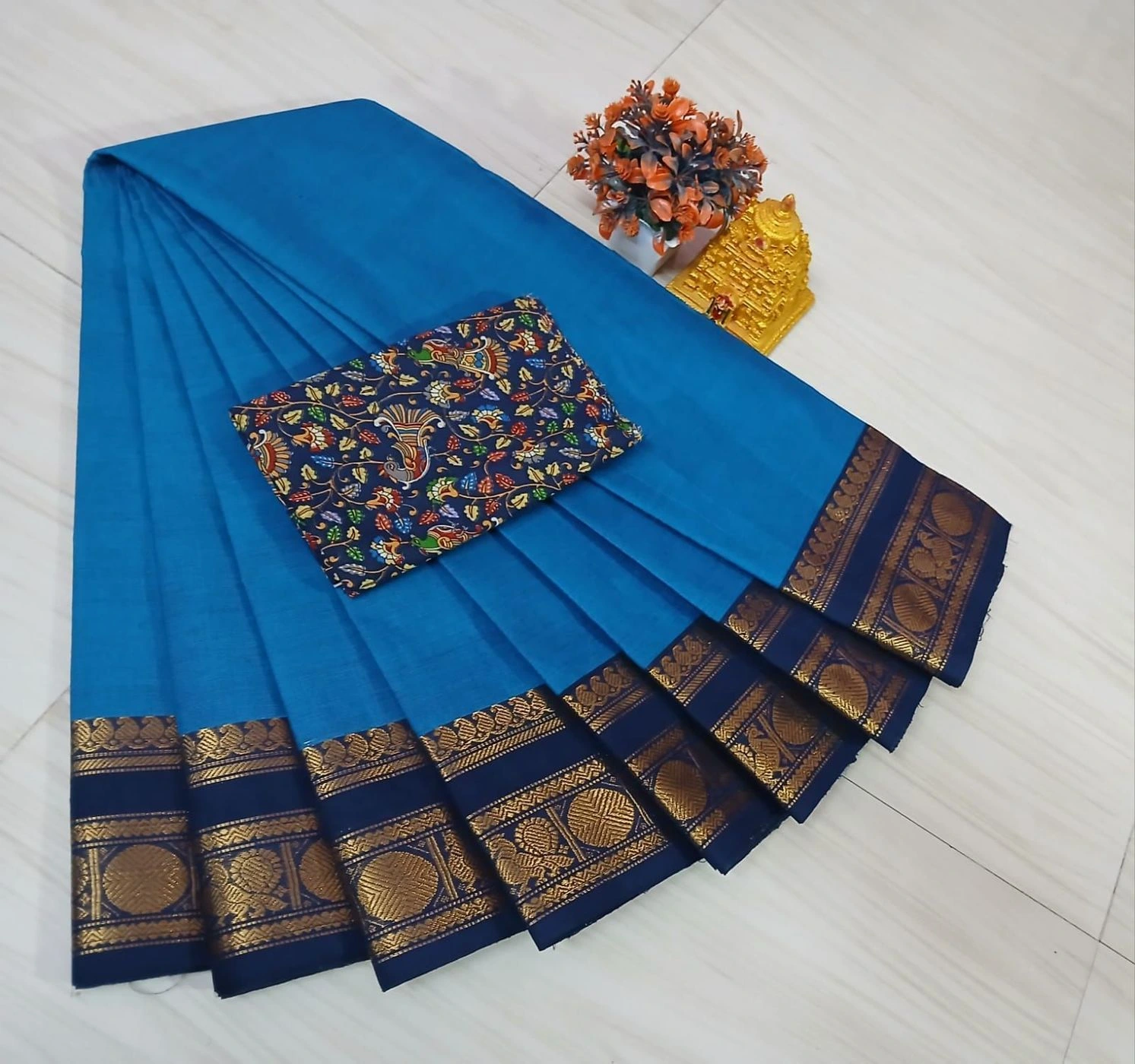 Chettinad Fancy Cotton Plain Sarees 11