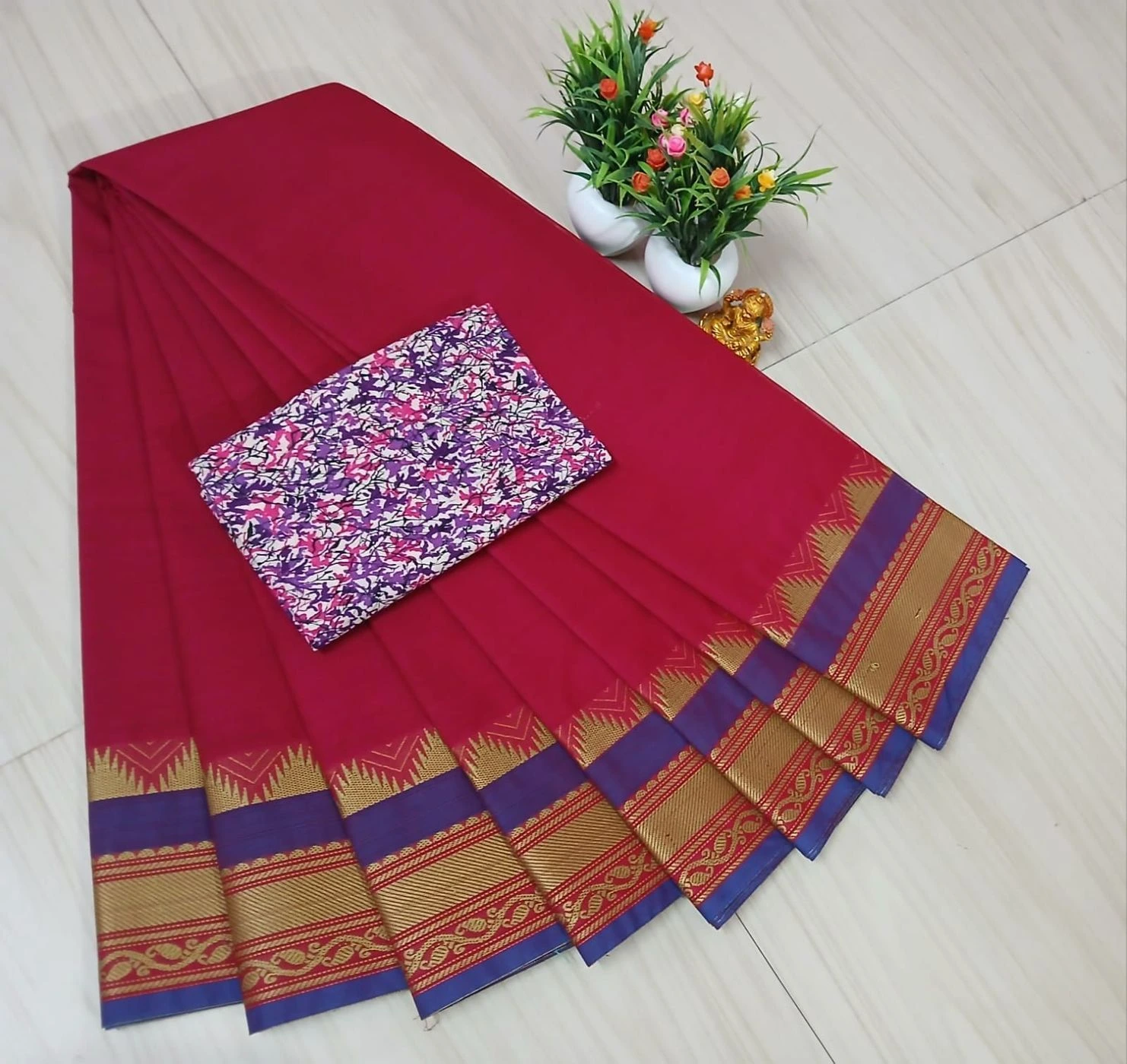 Chettinad Fancy Cotton Plain Sarees 12