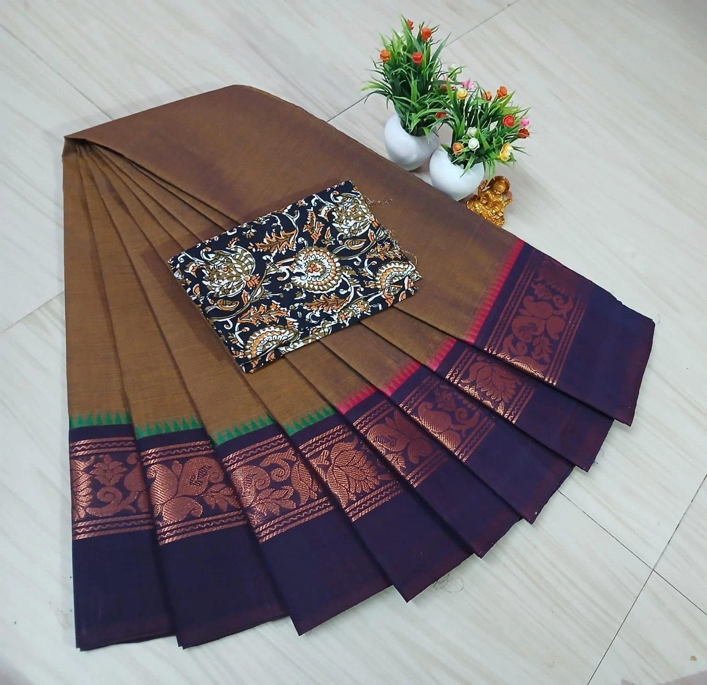 Chettinad Fancy Cotton Plain Sarees 13