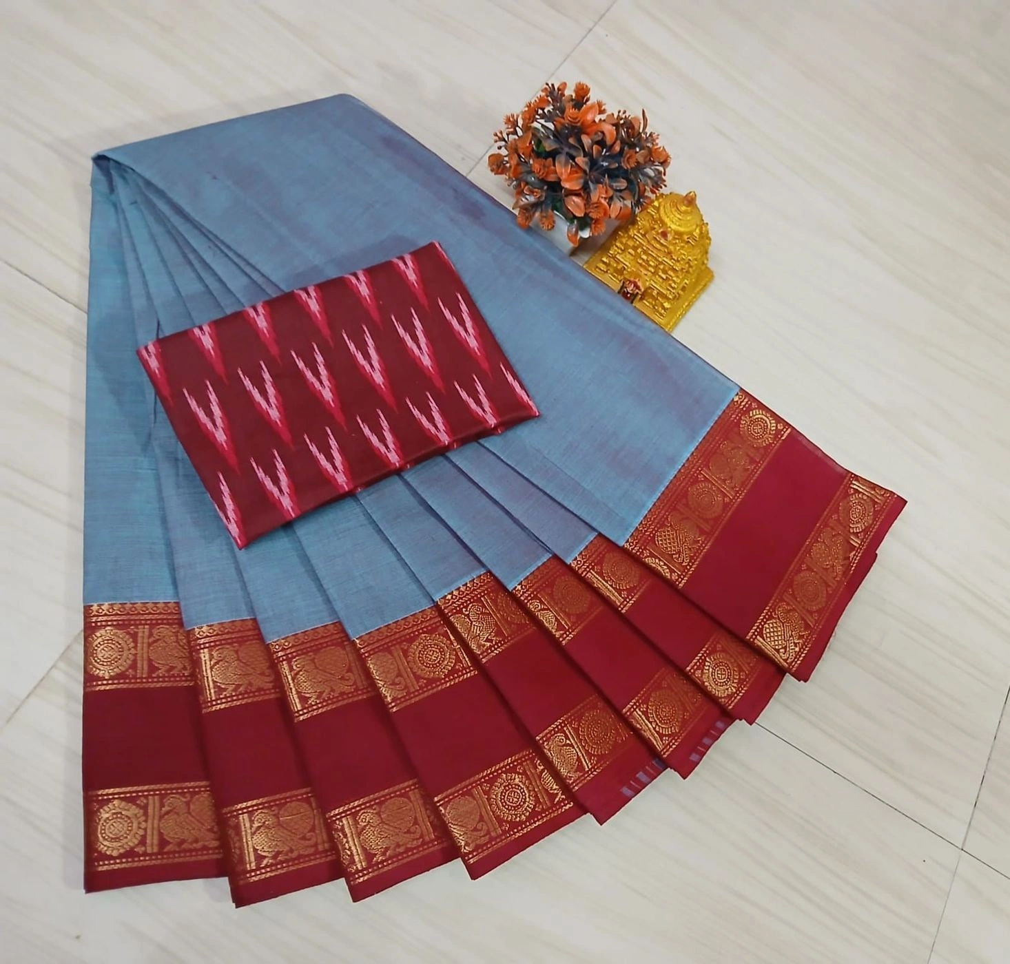 Chettinad Fancy Cotton Plain Sarees 14