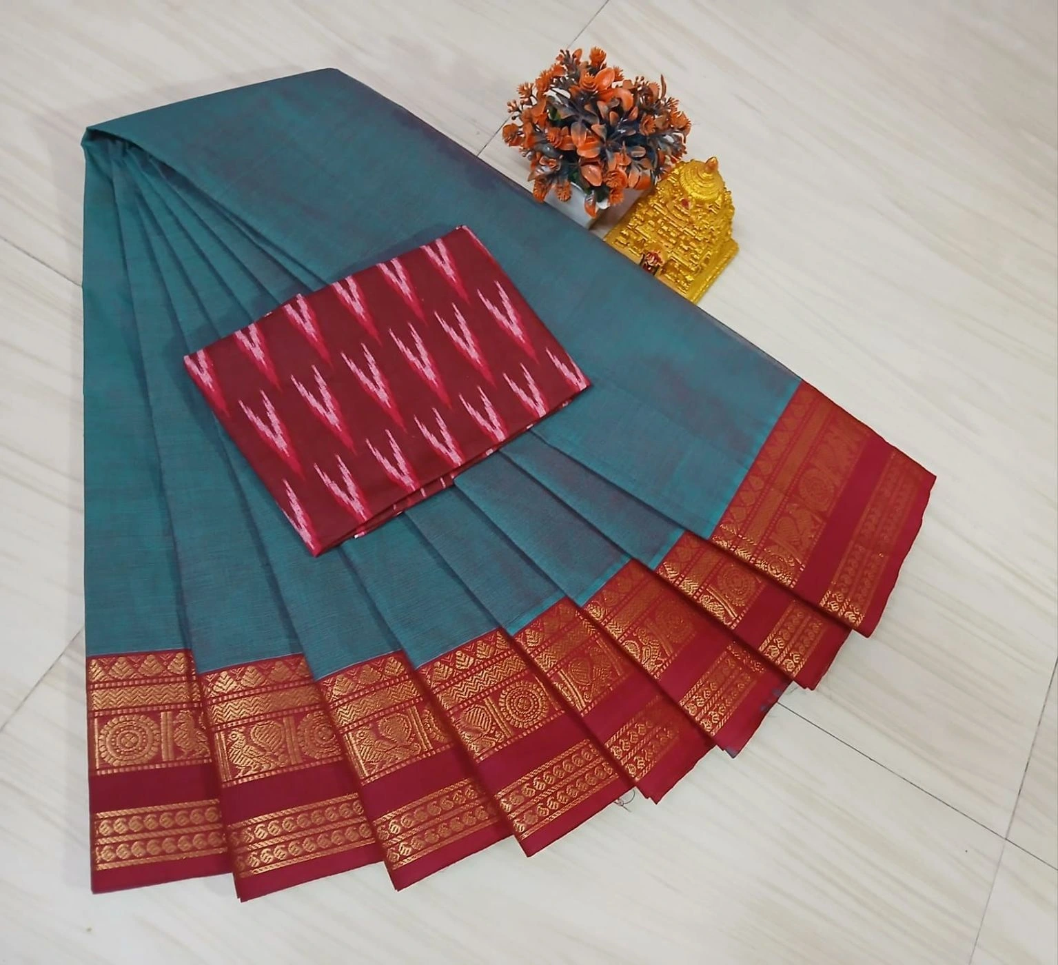 Chettinad Fancy Cotton Plain Sarees 15
