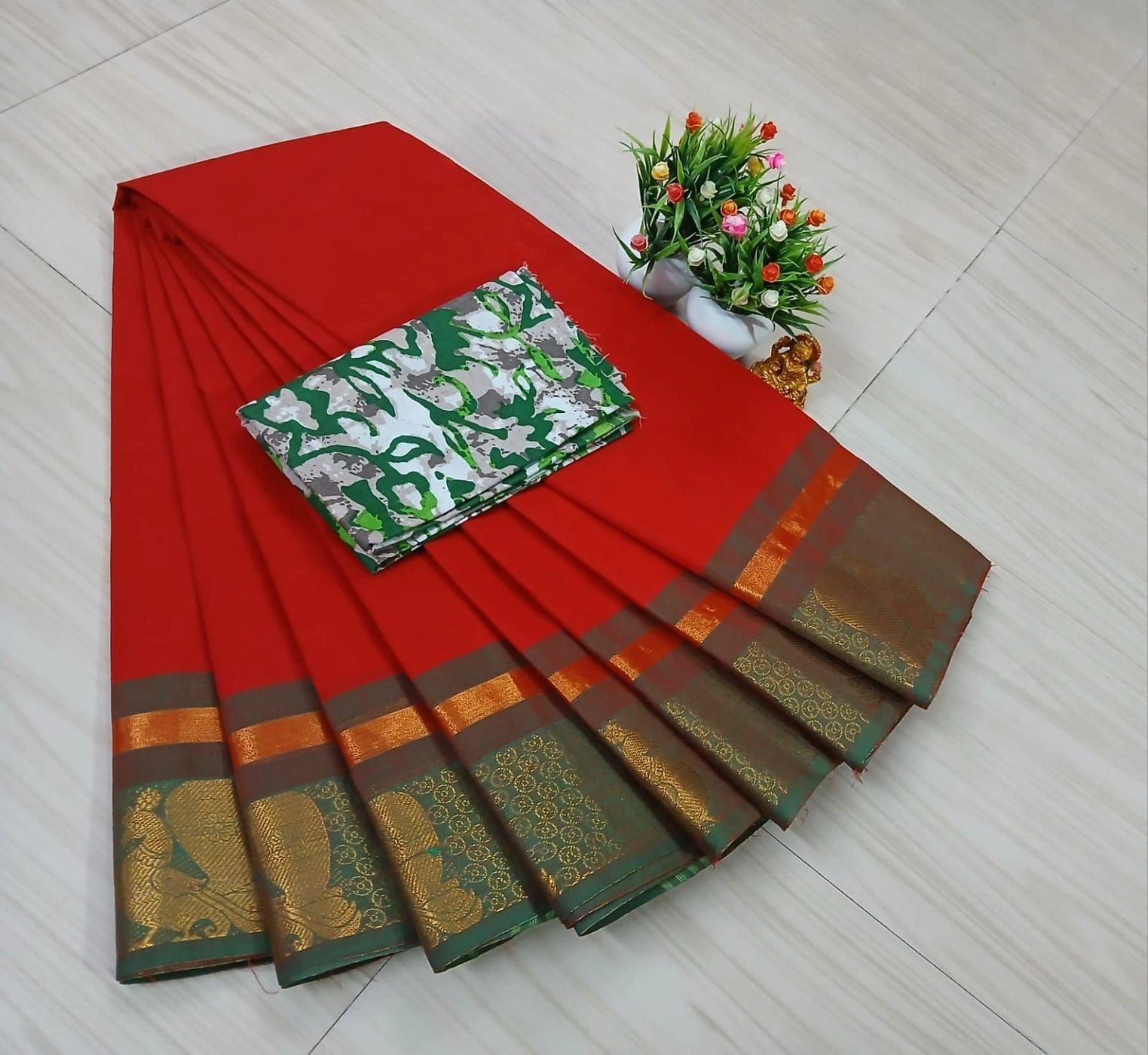 Chettinad Fancy Cotton Plain Sarees 18