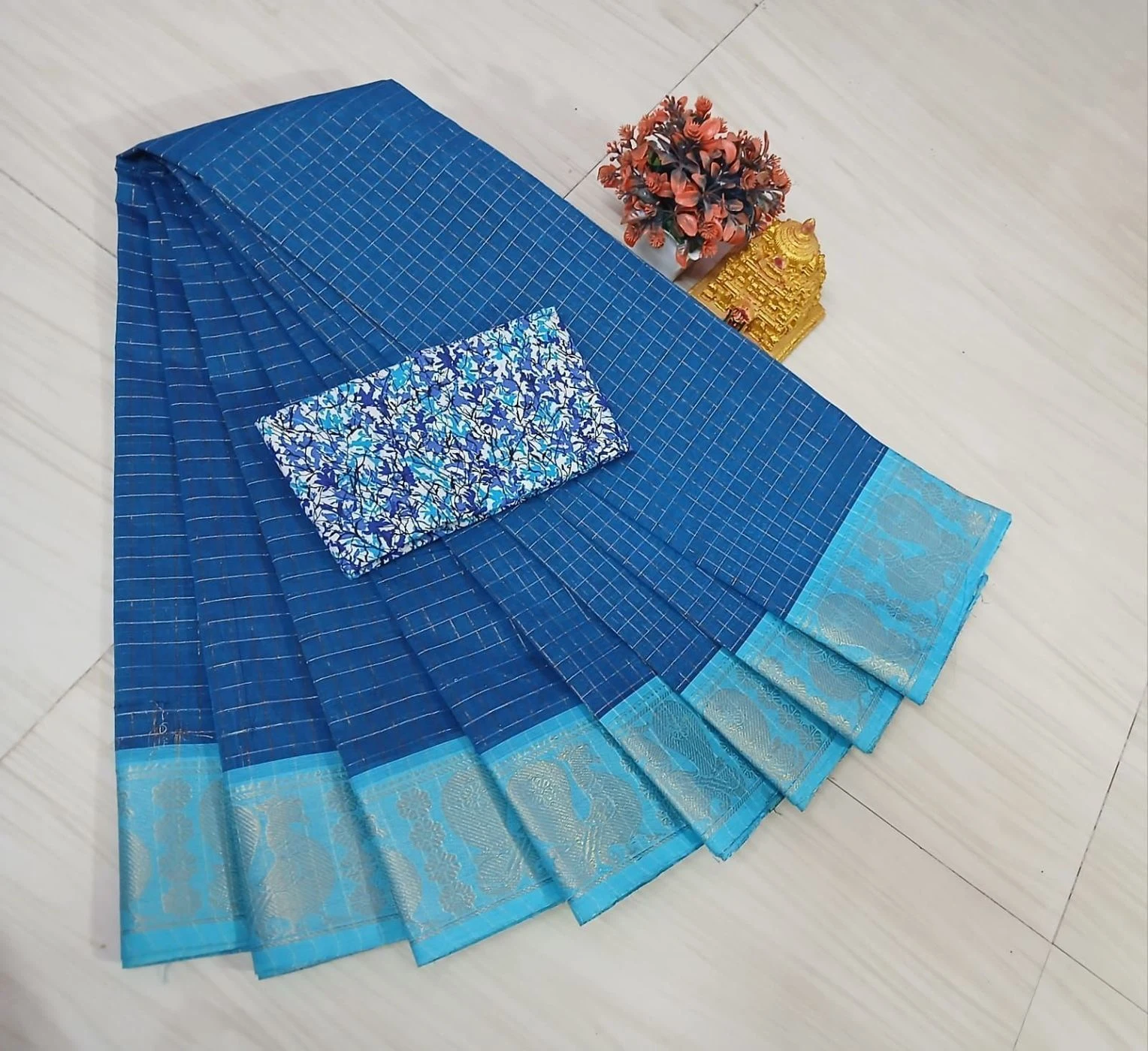 Chettinad Fancy Cotton Plain Sarees 19