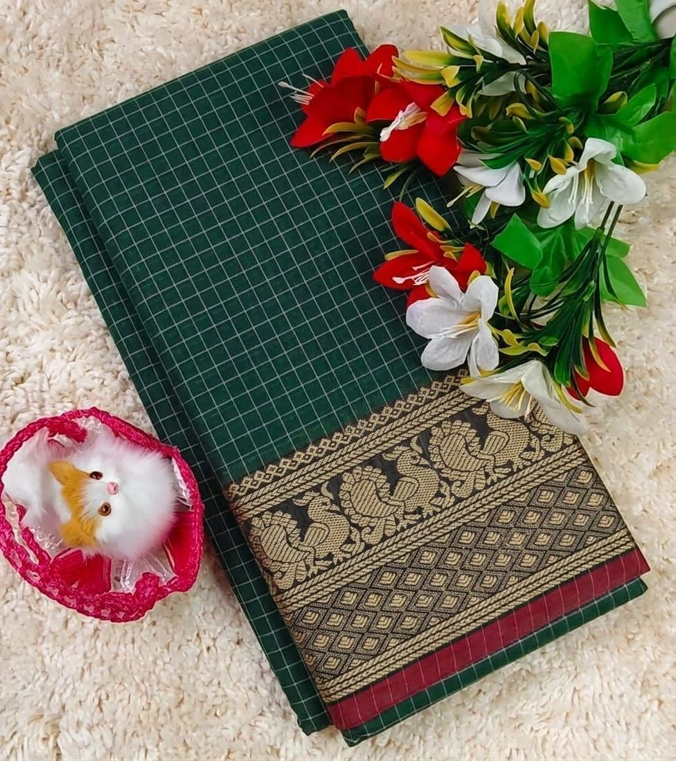 Narayanapet Checked Cotton Sarees Withblouse 12