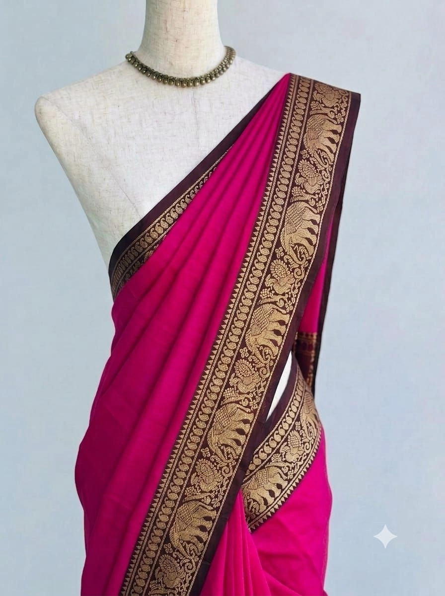 Narayanpet Cotton Plain Sarees Wirthblouse 2