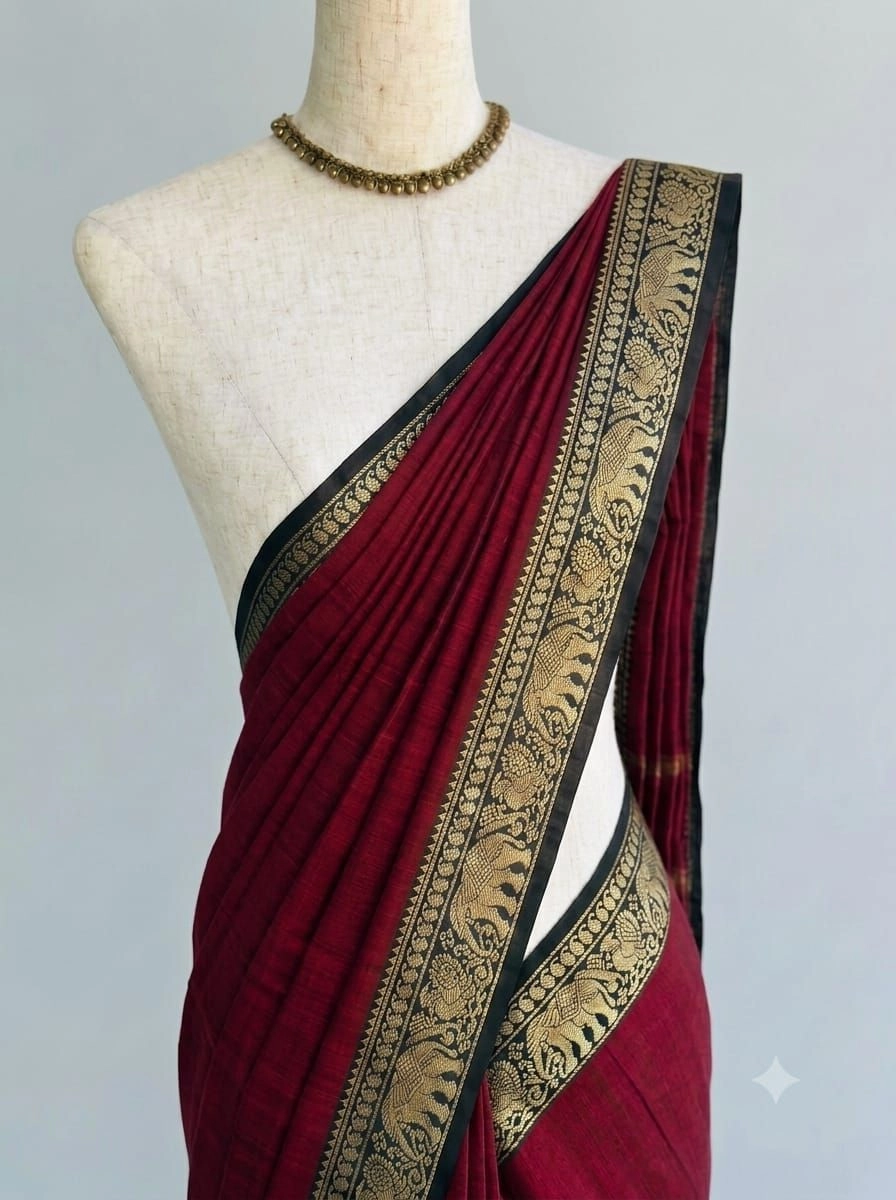 Narayanpet Cotton Plain Sarees Wirthblouse 3