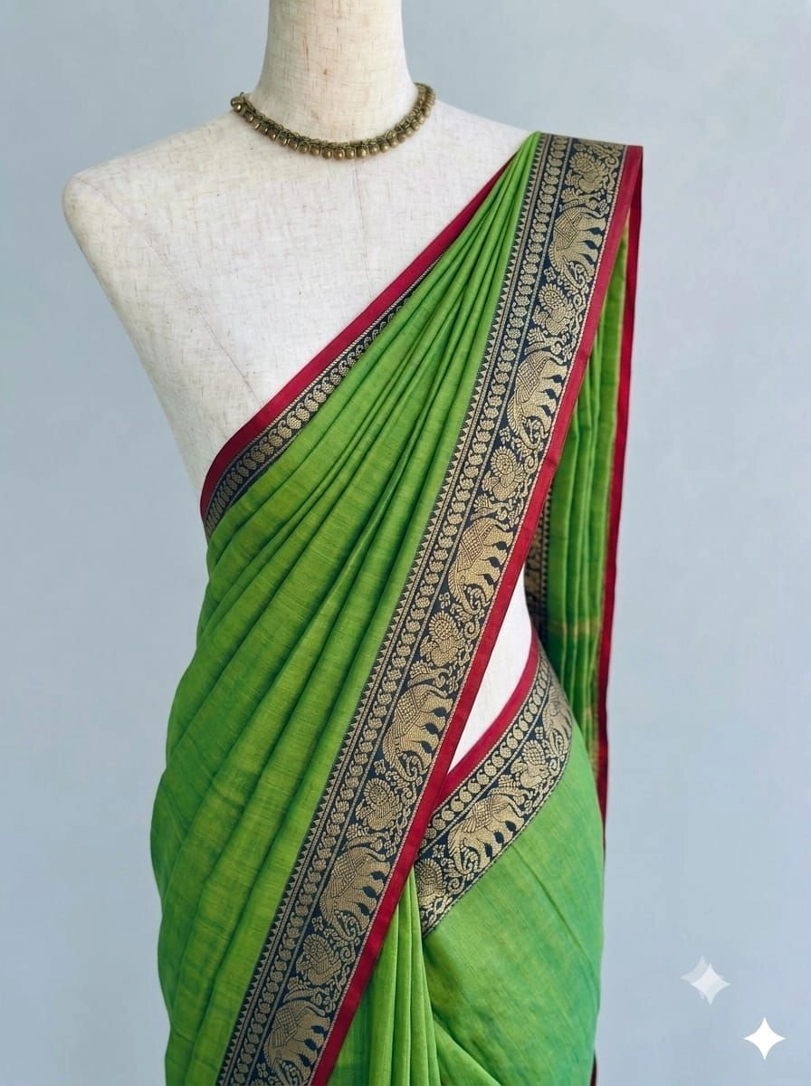 Narayanpet Cotton Plain Sarees Wirthblouse 4