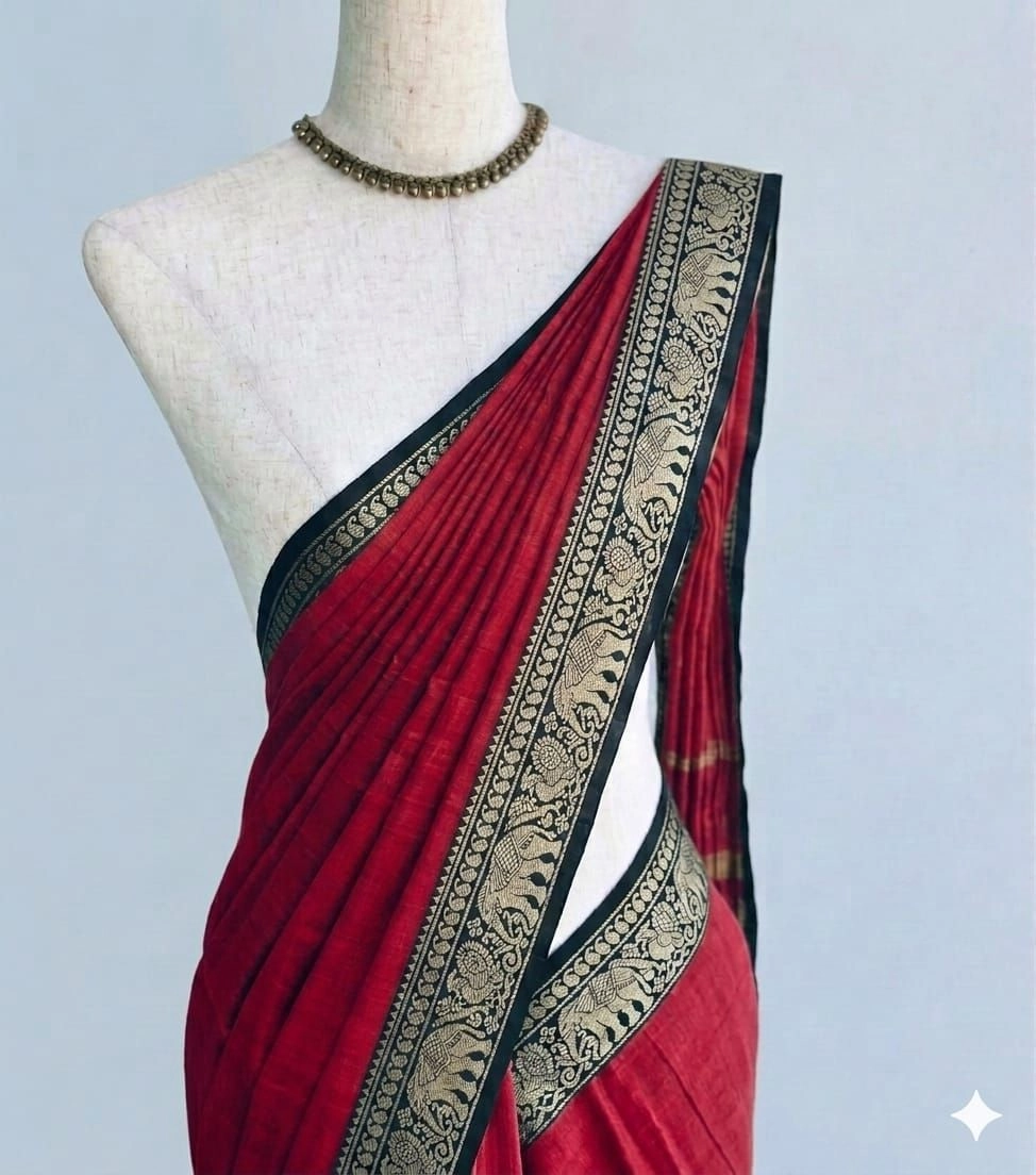 Narayanpet Cotton Plain Sarees Wirthblouse 5