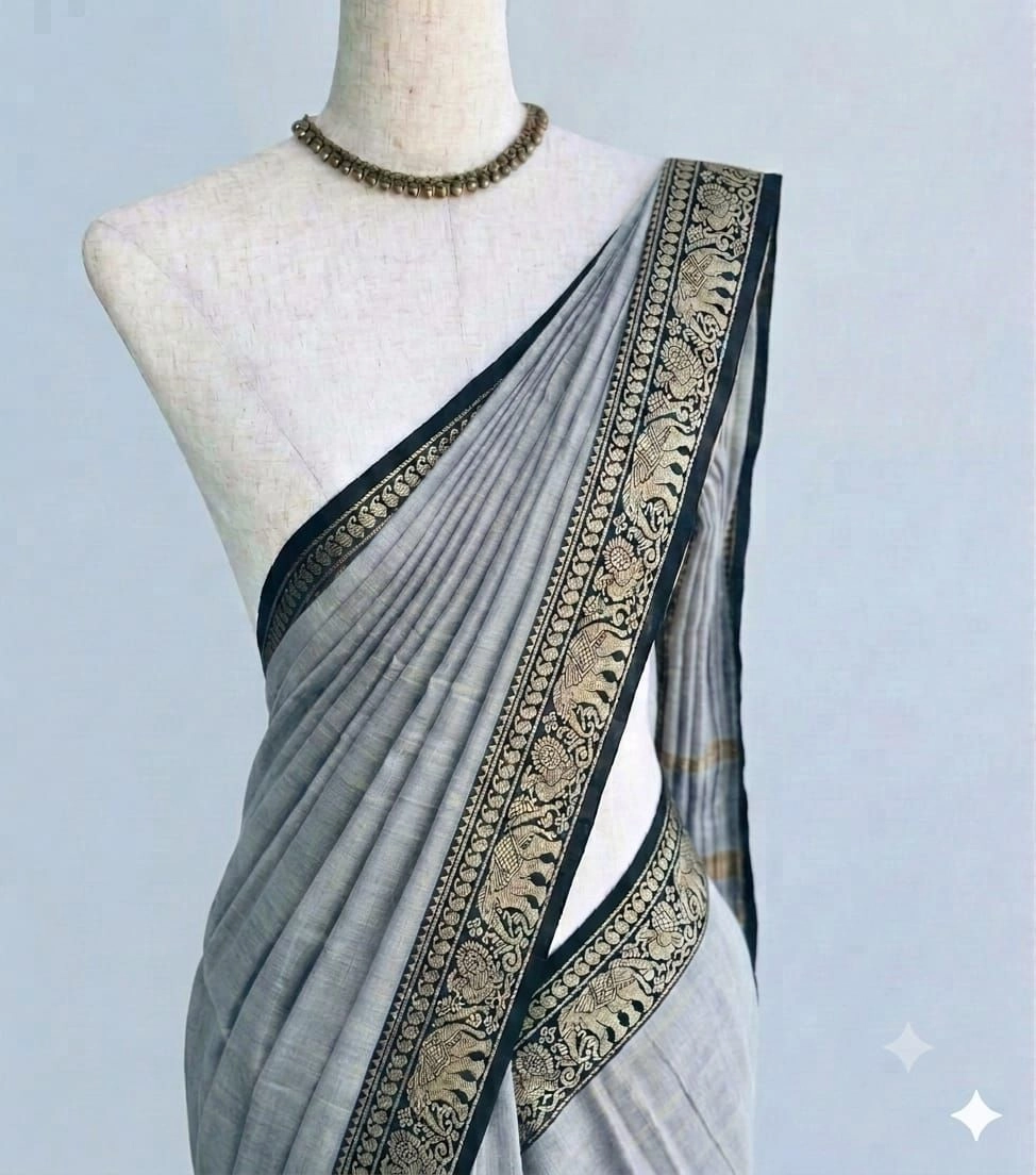 Narayanpet Cotton Plain Sarees Wirthblouse 6