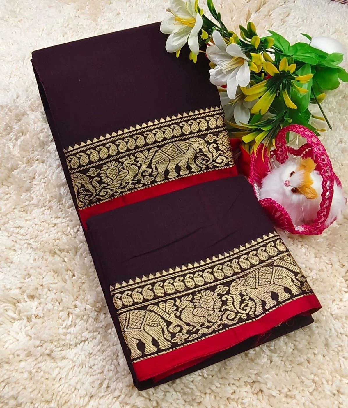 Narayanpet Cotton Plain Sarees Wirthblouse 8