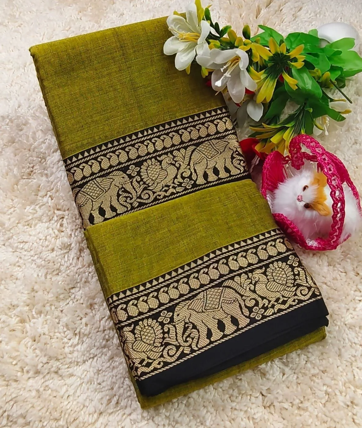 Narayanpet Cotton Plain Sarees Wirthblouse 9