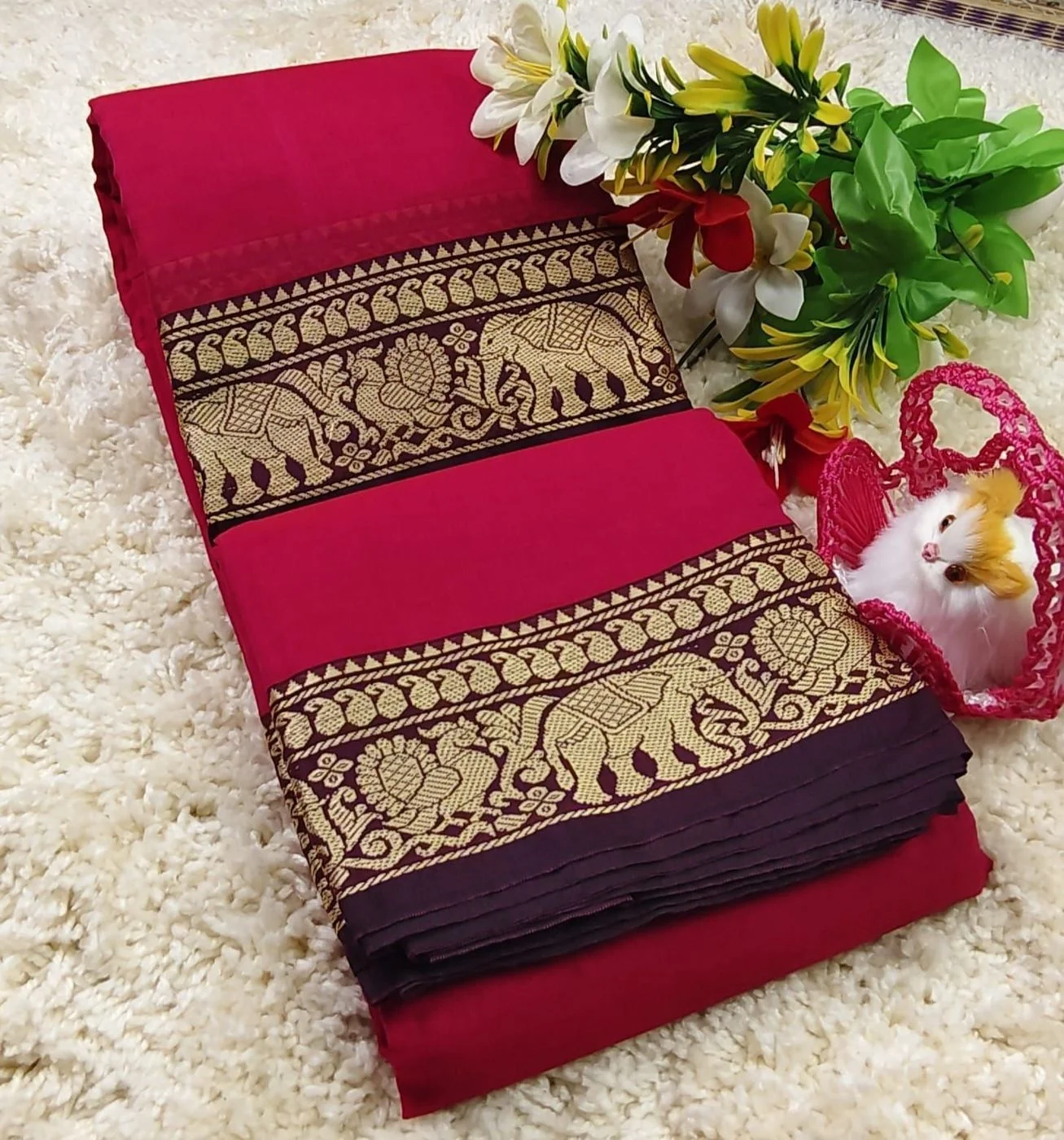 Narayanpet Cotton Plain Sarees Wirthblouse 10