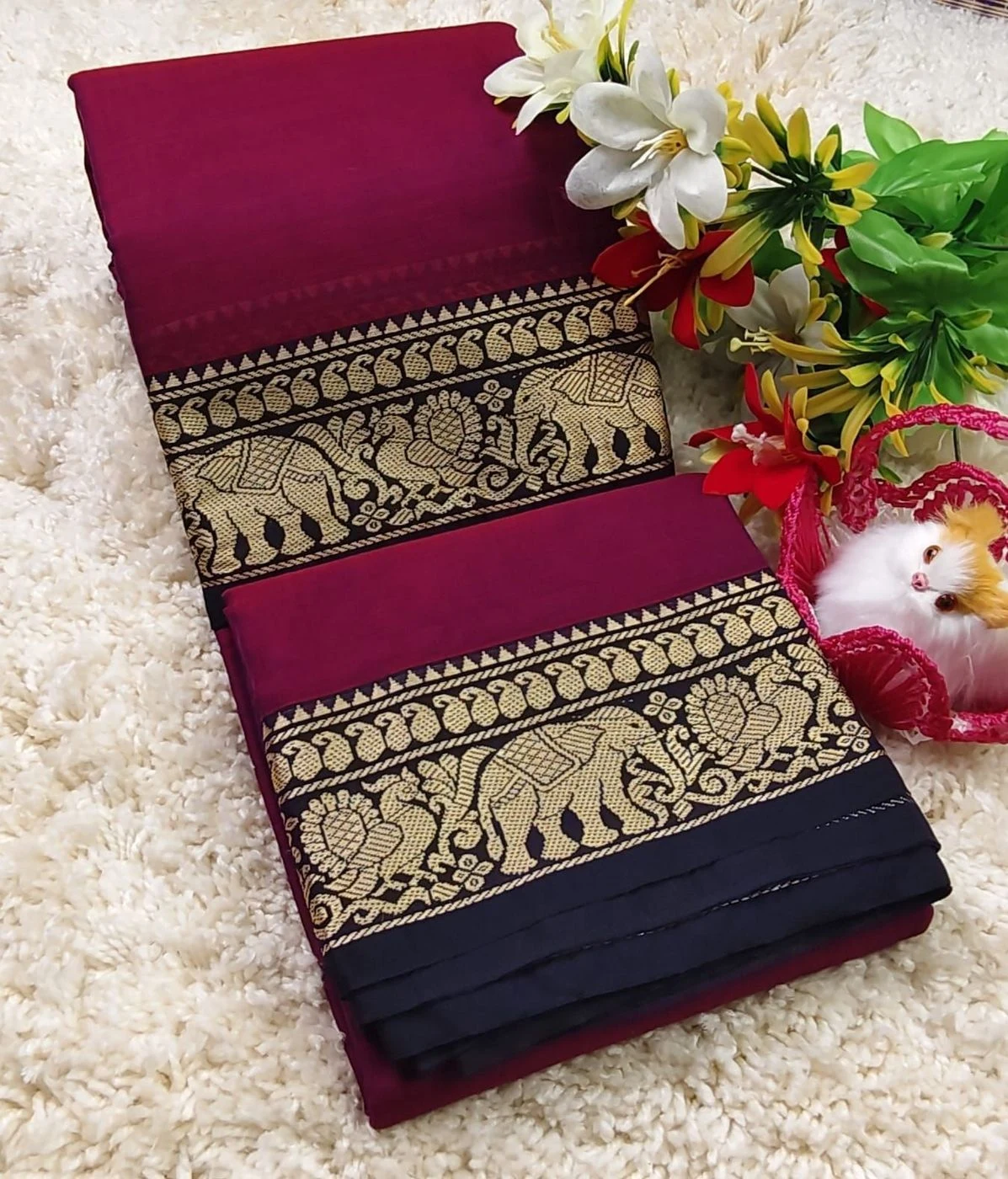 Narayanpet Cotton Plain Sarees Wirthblouse 15