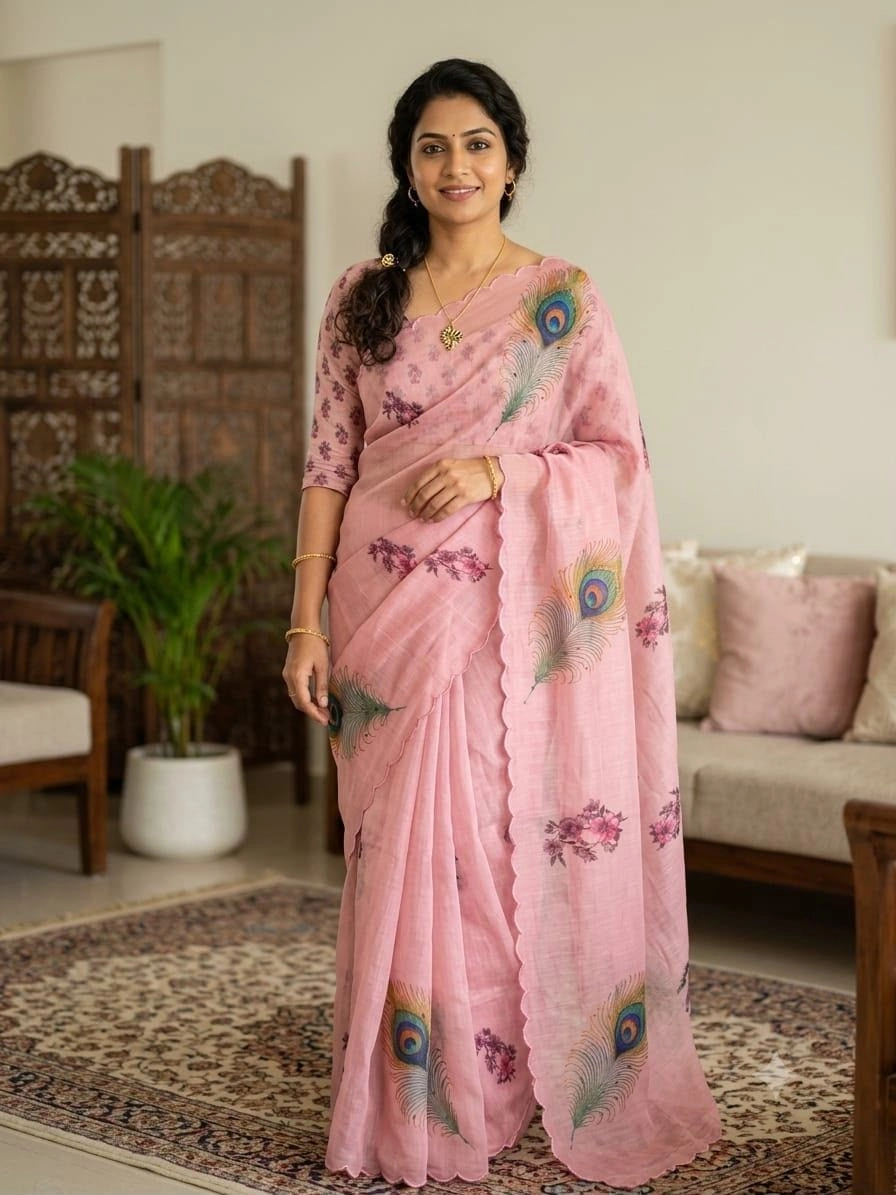 🌹 *PURE LINEN COTTON SAREES 9