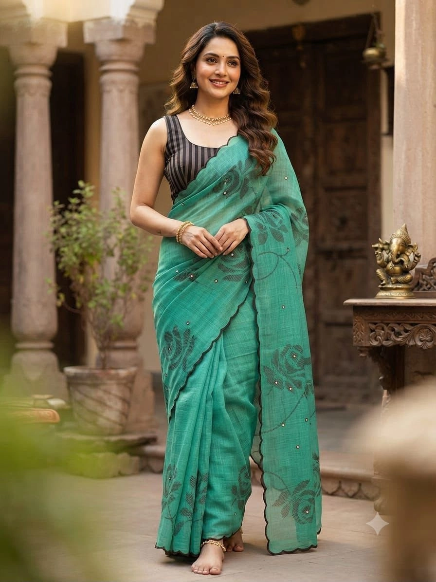🌹 *PURE LINEN COTTON SAREES 10