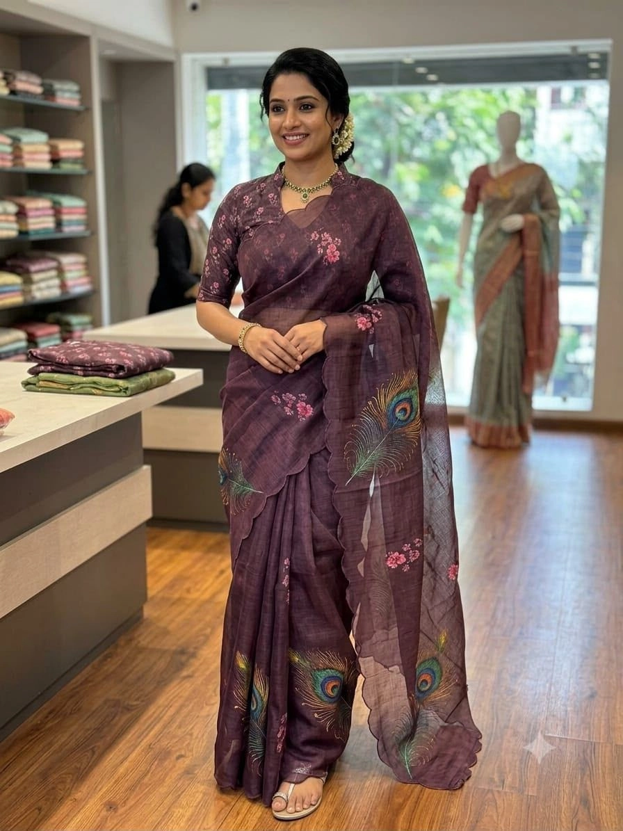 🌹 *PURE LINEN COTTON SAREES 12