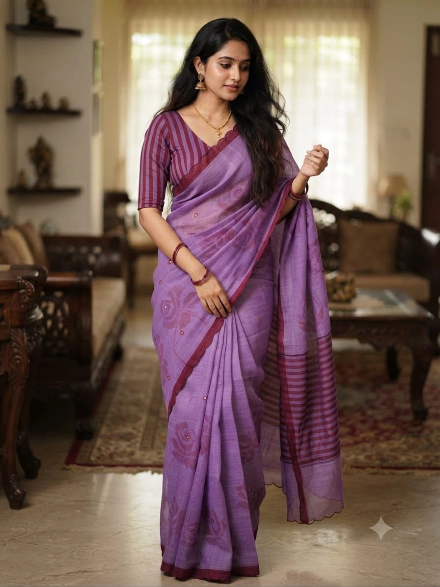 🌹 *PURE LINEN COTTON SAREES 16