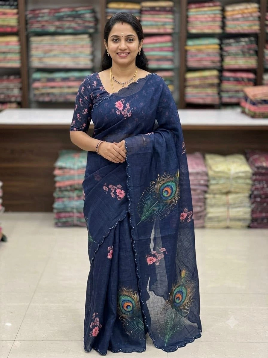 🌹 *PURE LINEN COTTON SAREES 17
