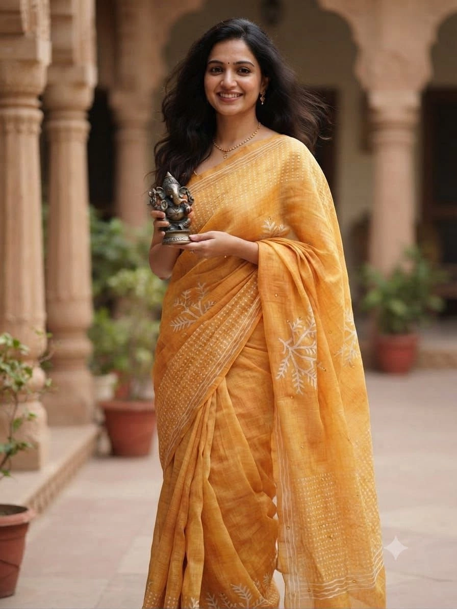 🌹 *PURE LINEN COTTON SAREES 18