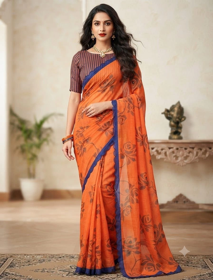 🌹 *PURE LINEN COTTON SAREES 20