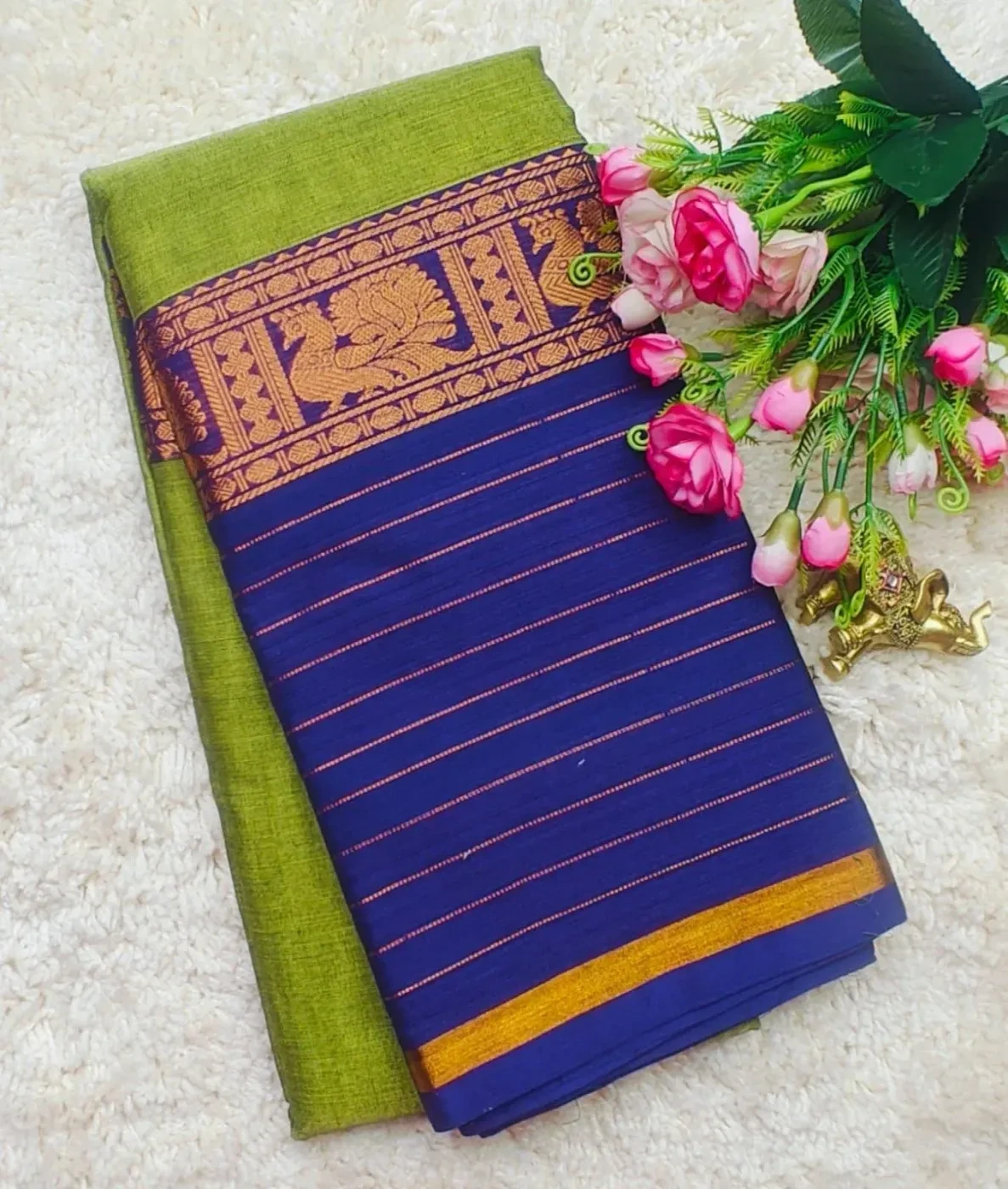Narayanpet Fancy Cotton Sarees Wirthblouse 15