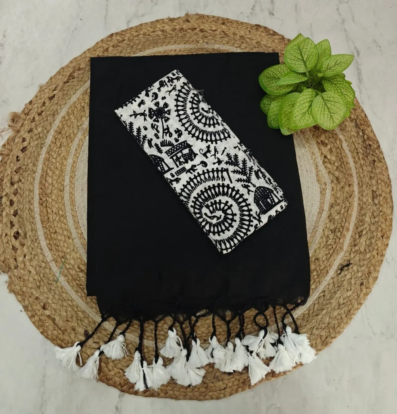 Khathi Cotton Plain Sarees Wirthblouse 3