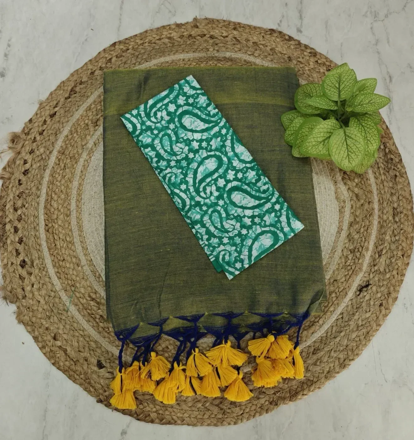 Khathi Cotton Plain Sarees Wirthblouse 4