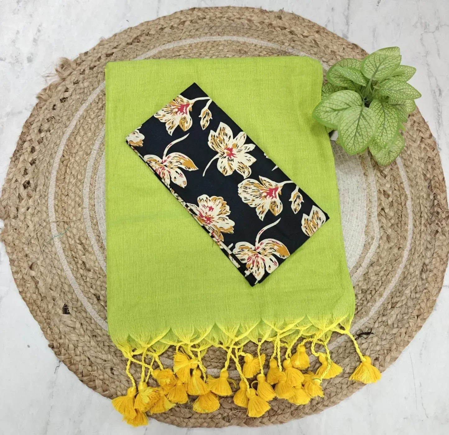 Khathi Cotton Plain Sarees Wirthblouse 8