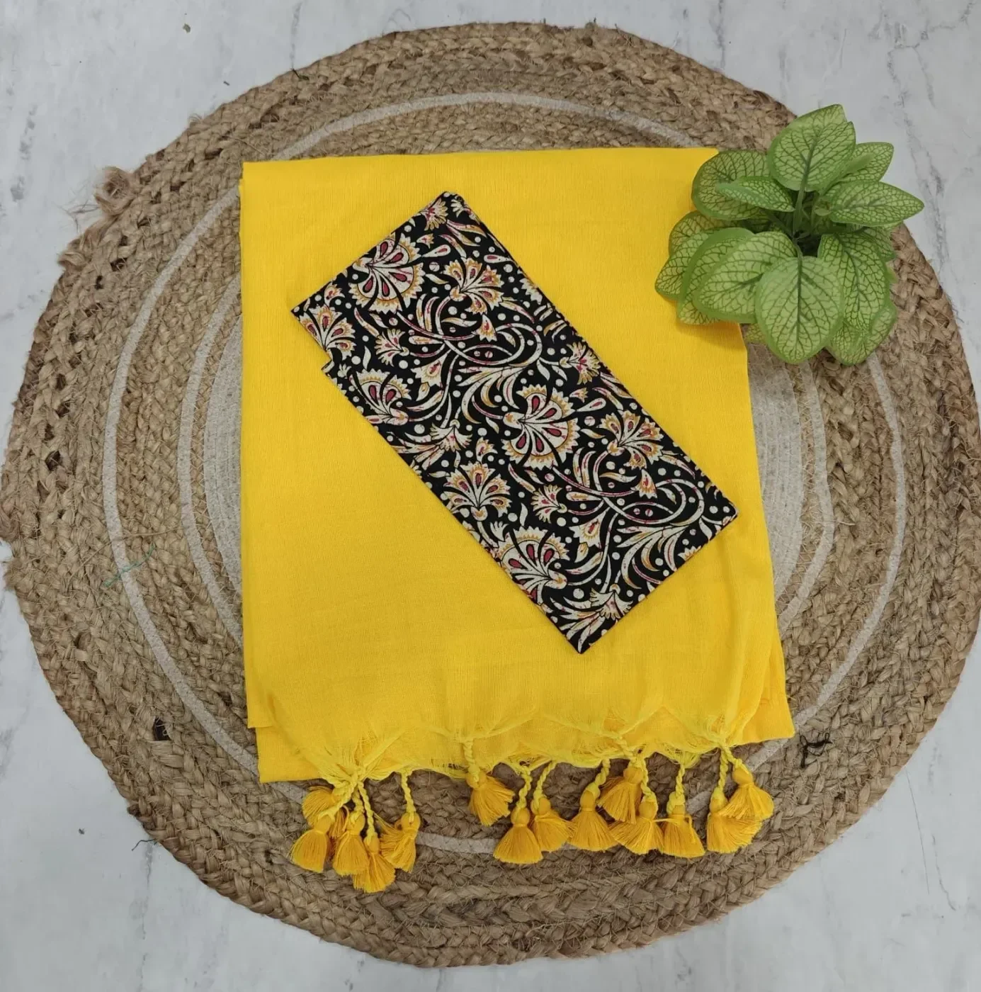 Khathi Cotton Plain Sarees Wirthblouse 10