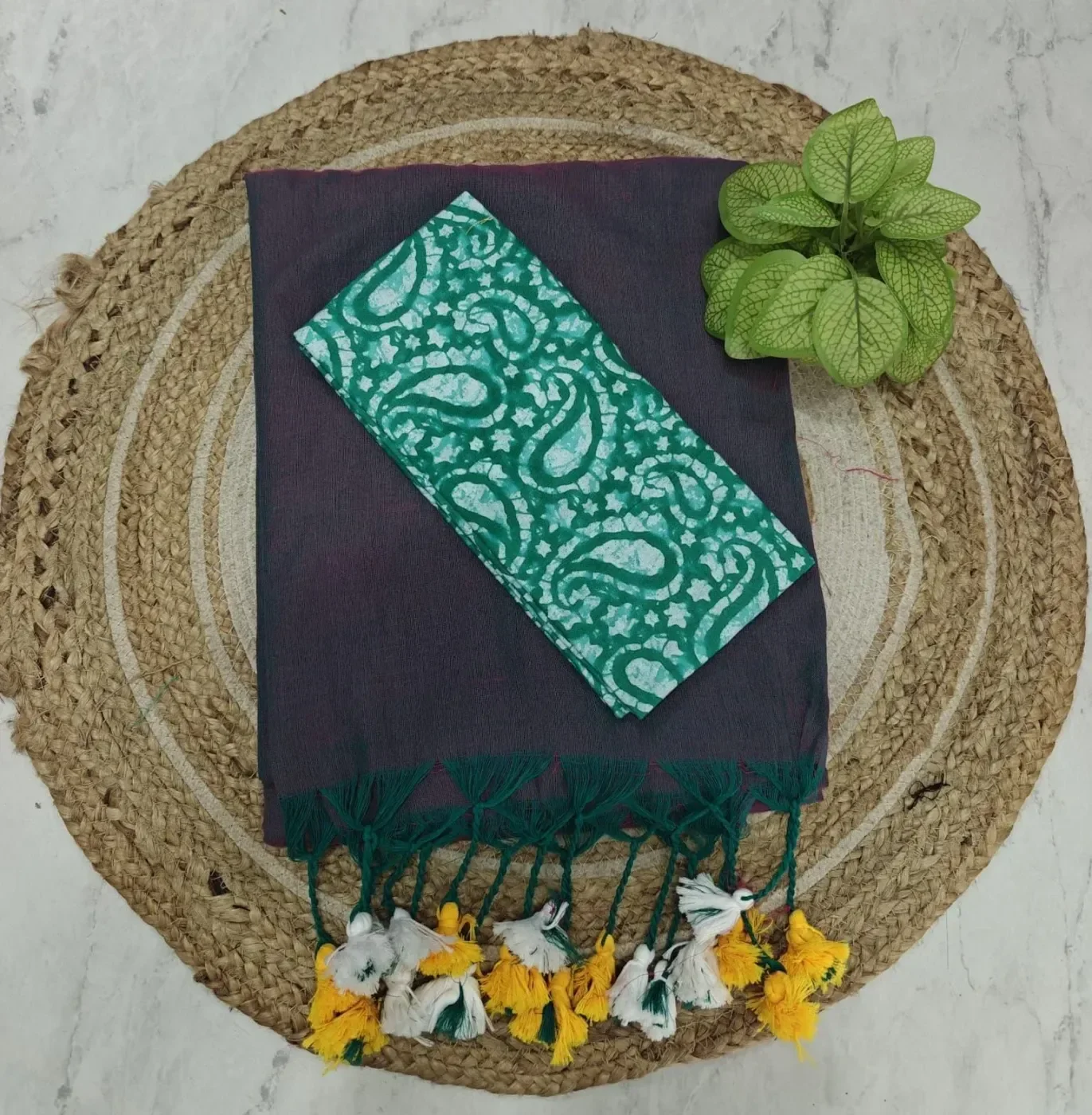 Khathi Cotton Plain Sarees Wirthblouse 11