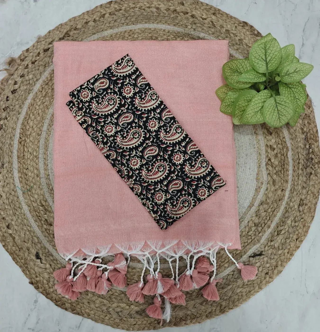 Khathi Cotton Plain Sarees Wirthblouse 12