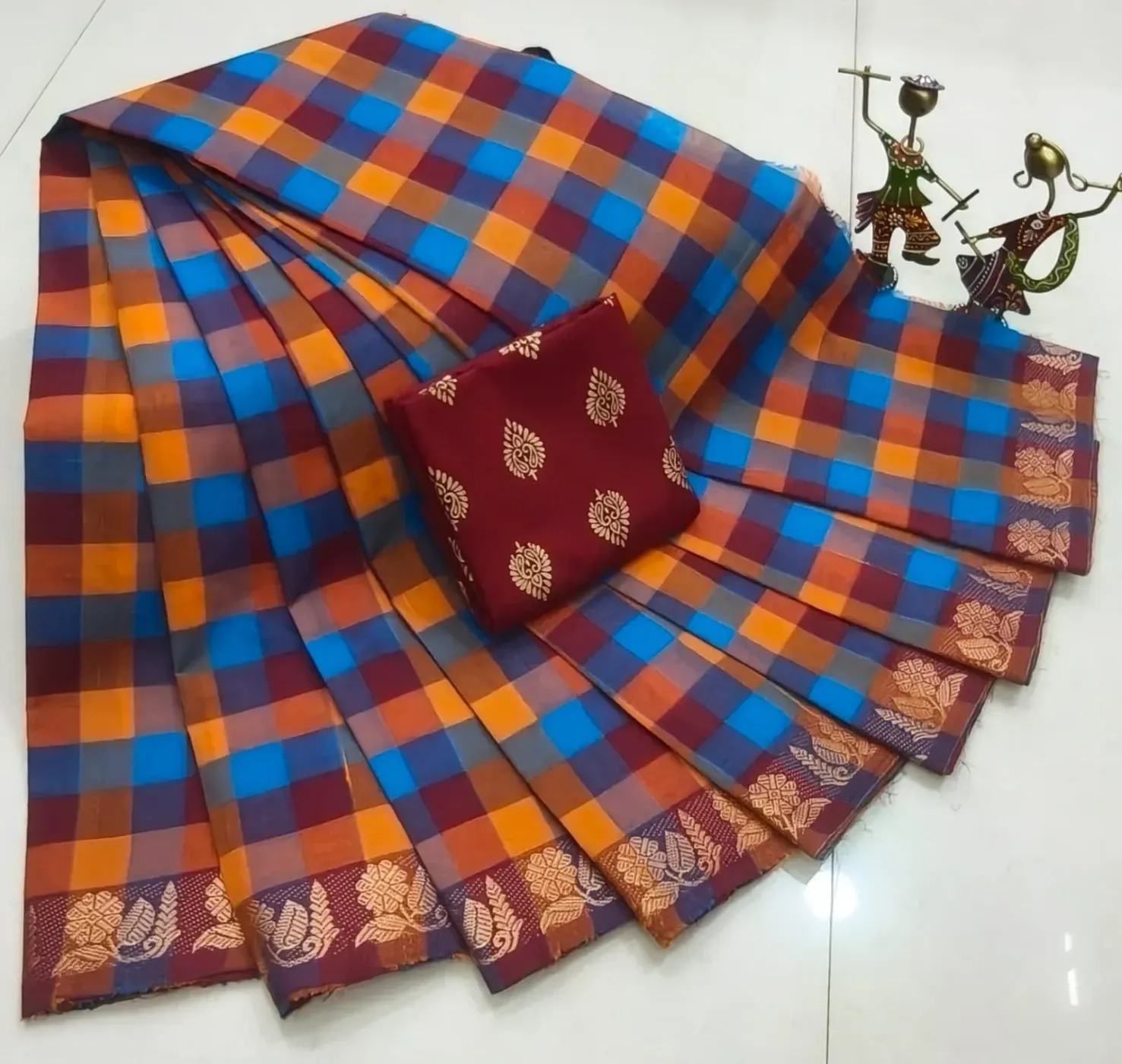 Chettinad Royal Cotton Plain Sarees 12