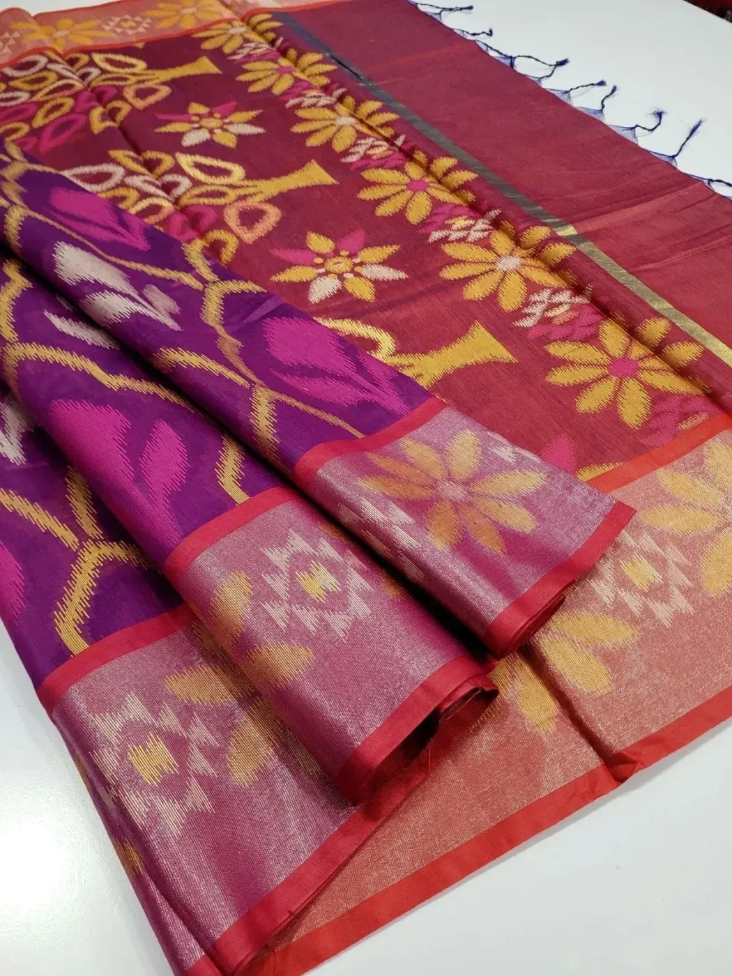Elite Semi Chanderi Pochampally Sarees 5