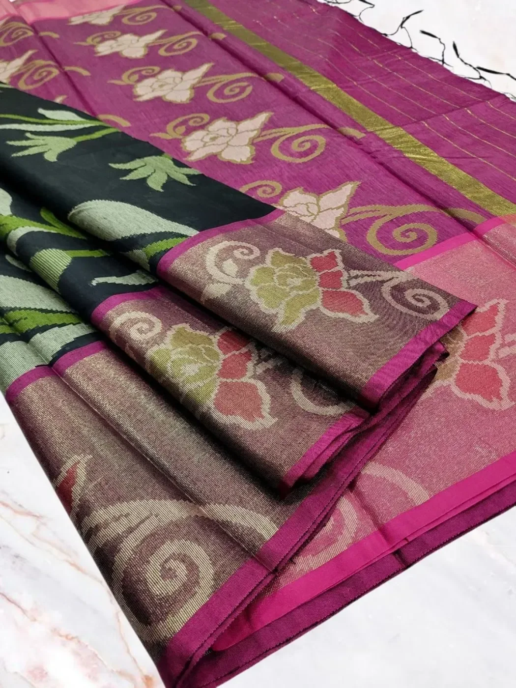 Elite Semi Chanderi Pochampally Sarees 6