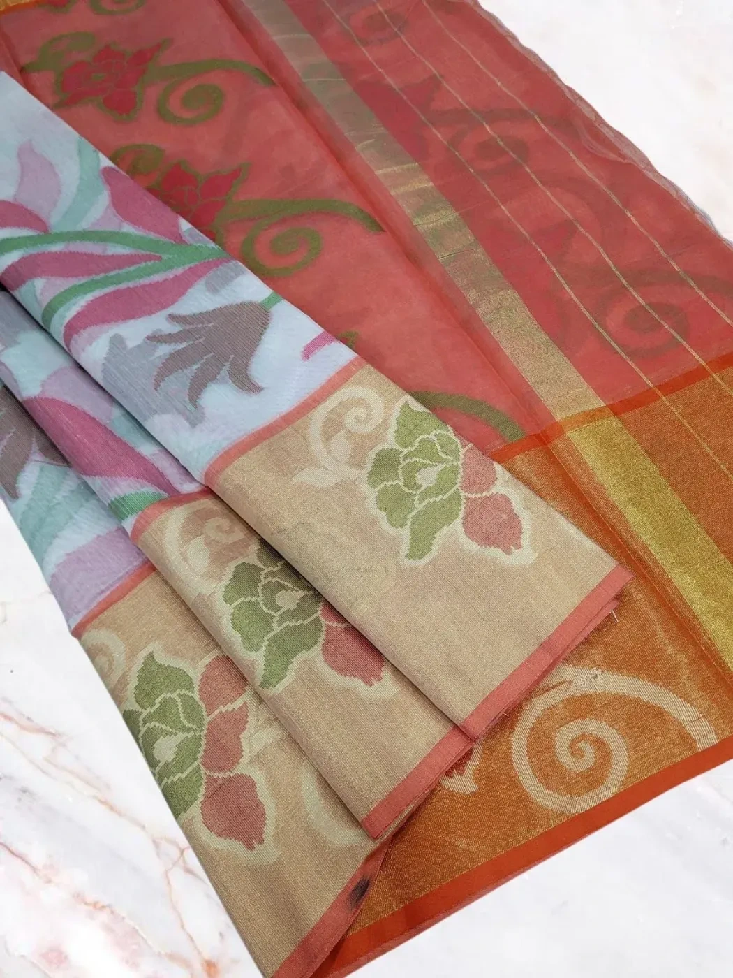 Elite Semi Chanderi Pochampally Sarees 9
