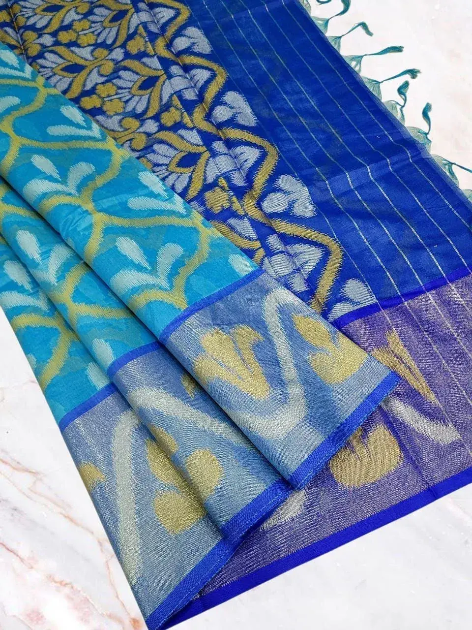 Elite Semi Chanderi Pochampally Sarees 10