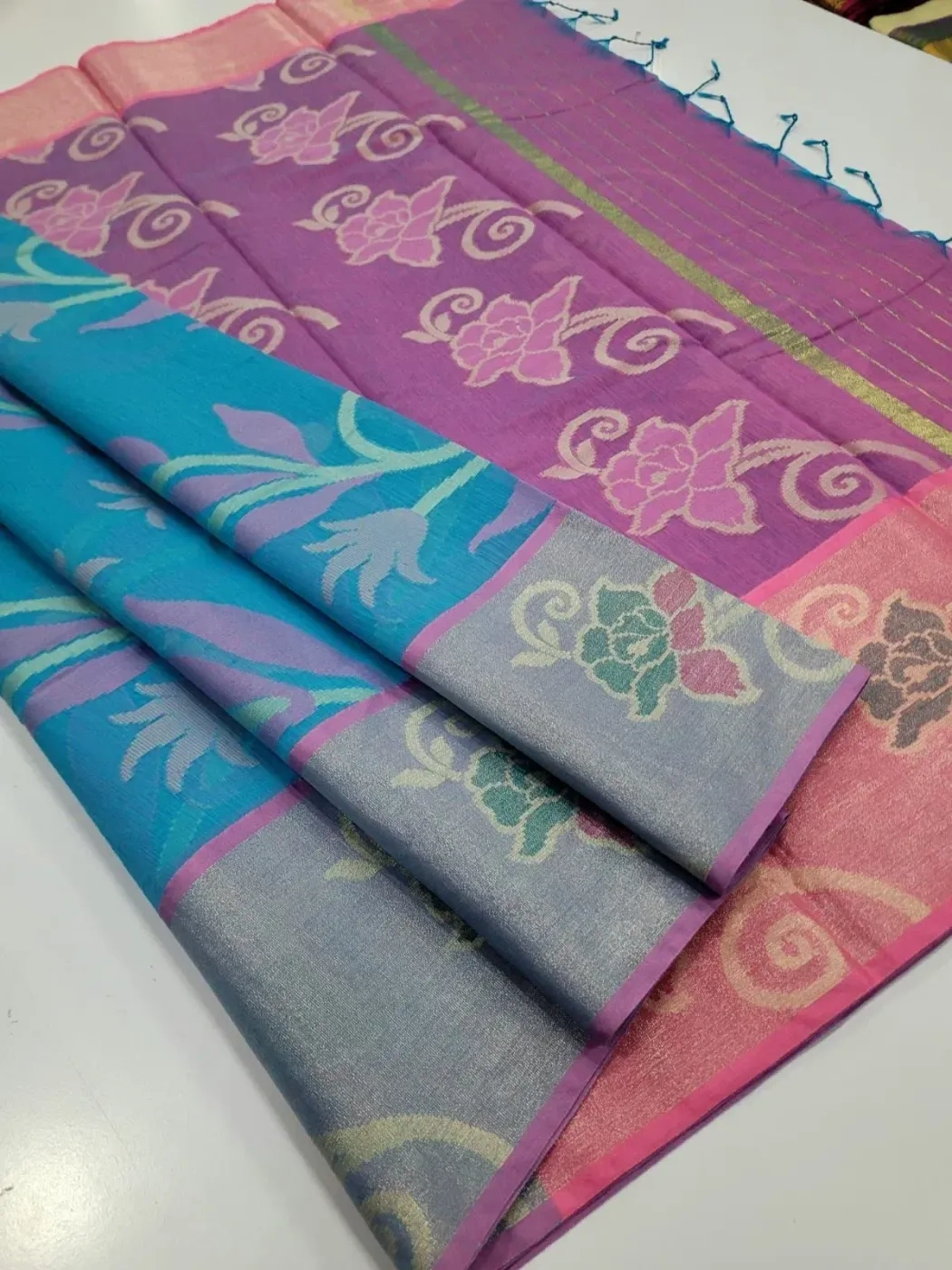 Elite Semi Chanderi Pochampally Sarees 12