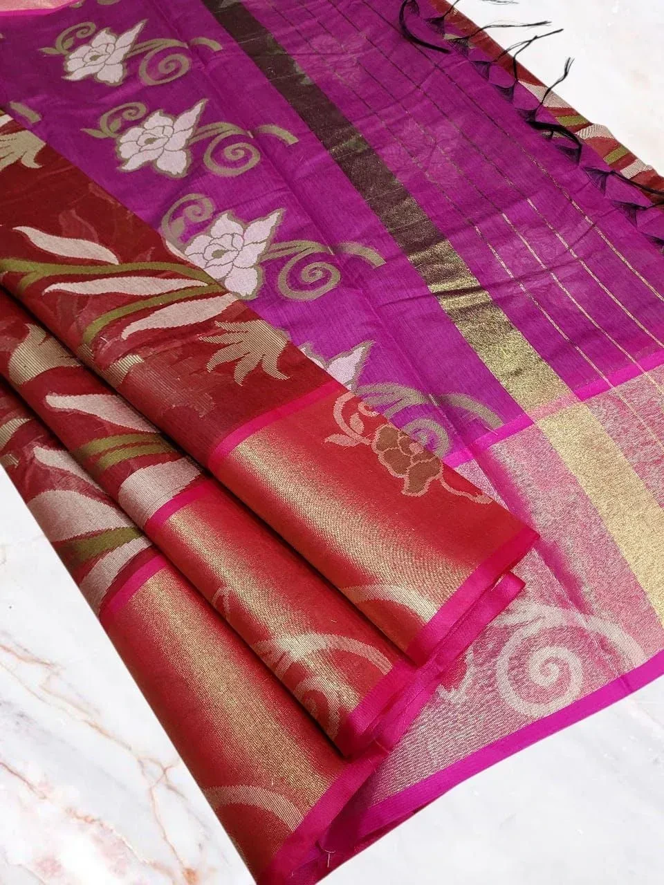 Elite Semi Chanderi Pochampally Sarees 13