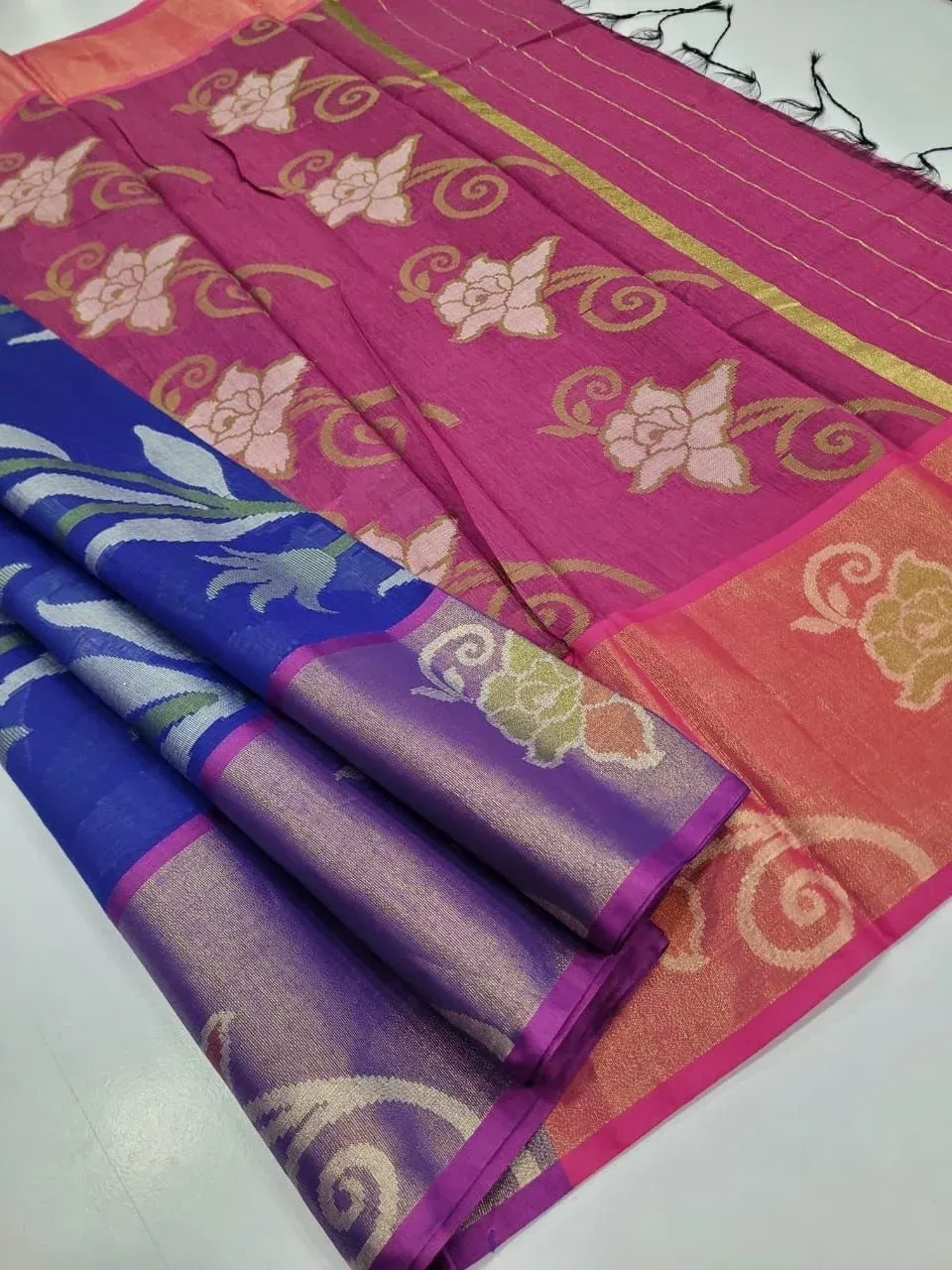 Elite Semi Chanderi Pochampally Sarees 15