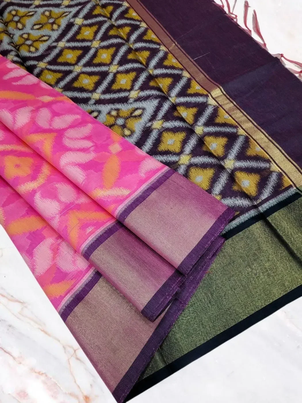 Elite Semi Chanderi Pochampally Sarees 16