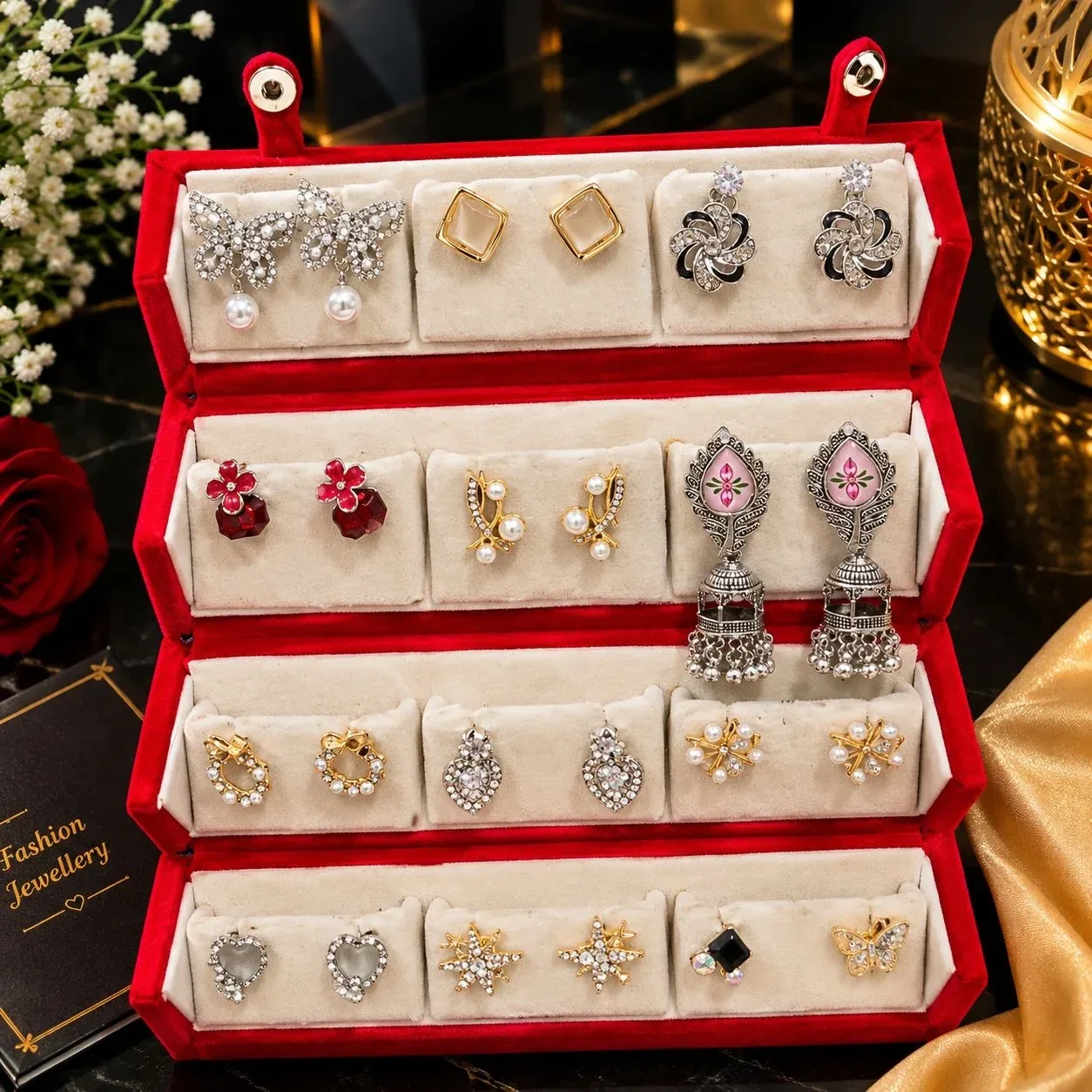 -Fold Velvet Earring & Stud Display Box 1