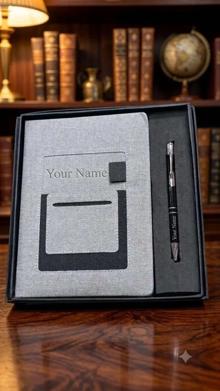 Premium A5 Notebook & Metal Pen Gift Set with Personalized Name Engraving 1