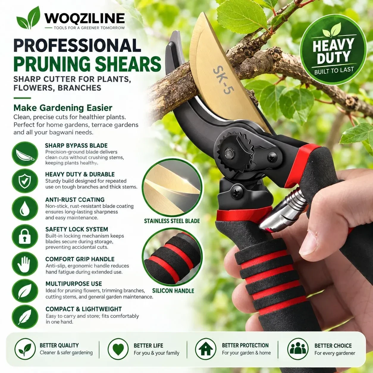 Heavy-Duty Bypass Pruning Shears 1