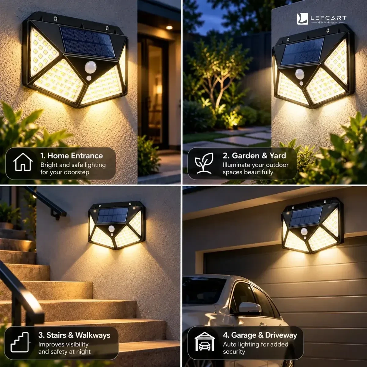 100 LED Solar Motion Sensor Outdoor Wall Light 3
