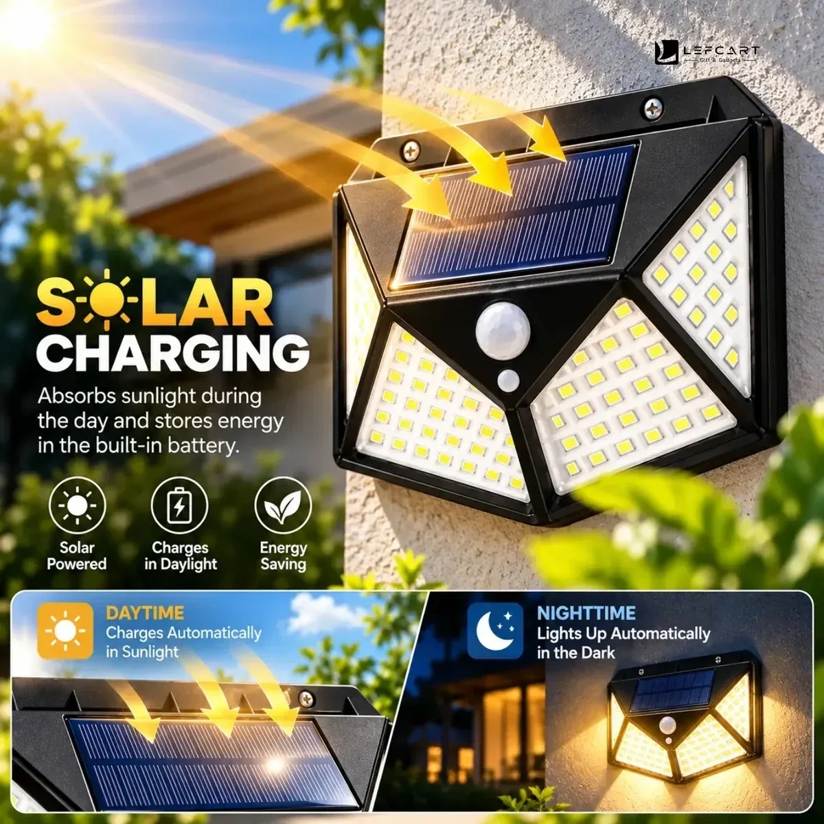 100 LED Solar Motion Sensor Outdoor Wall Light 5