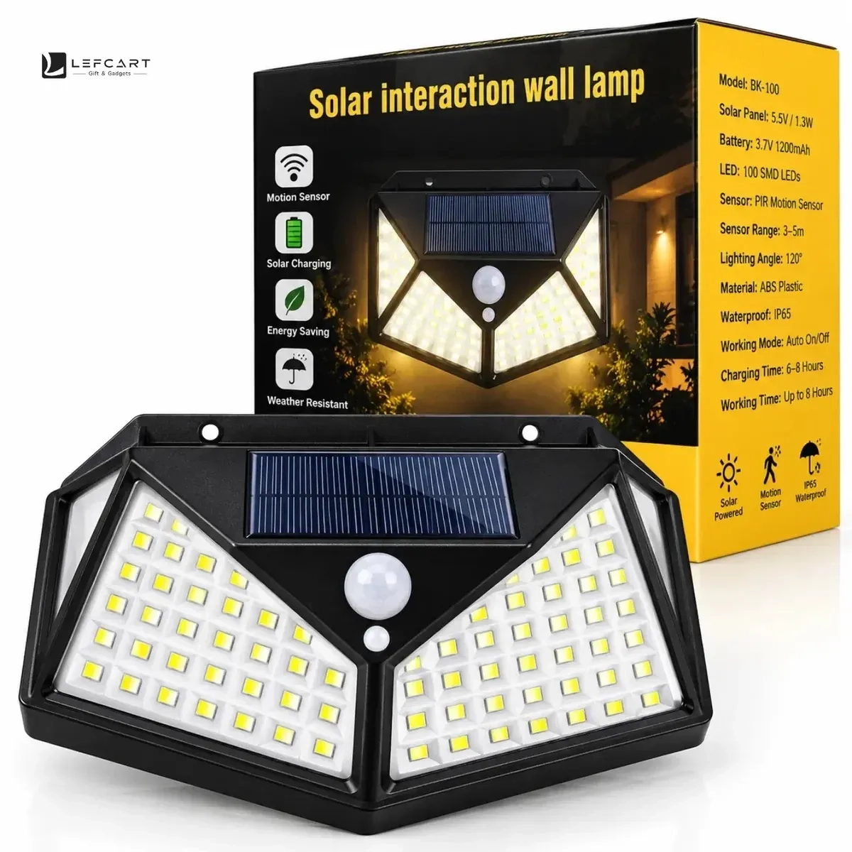 100 LED Solar Motion Sensor Outdoor Wall Light 6